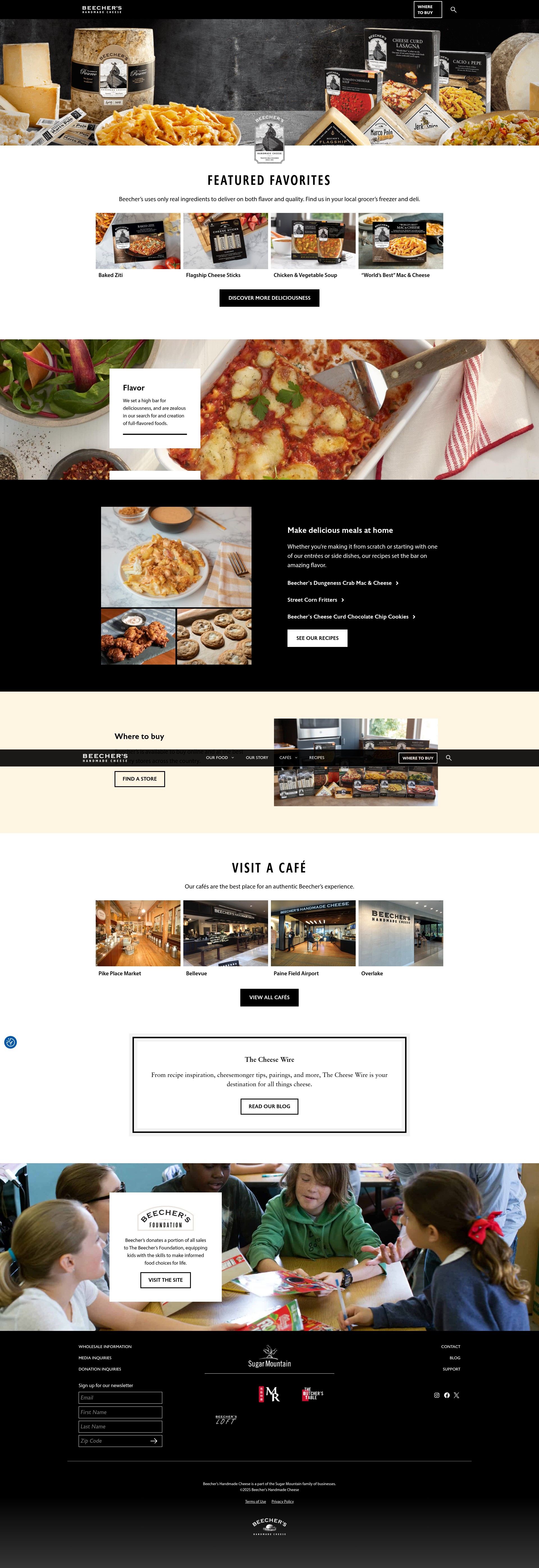 Screenshot of beechershandmadecheese.com