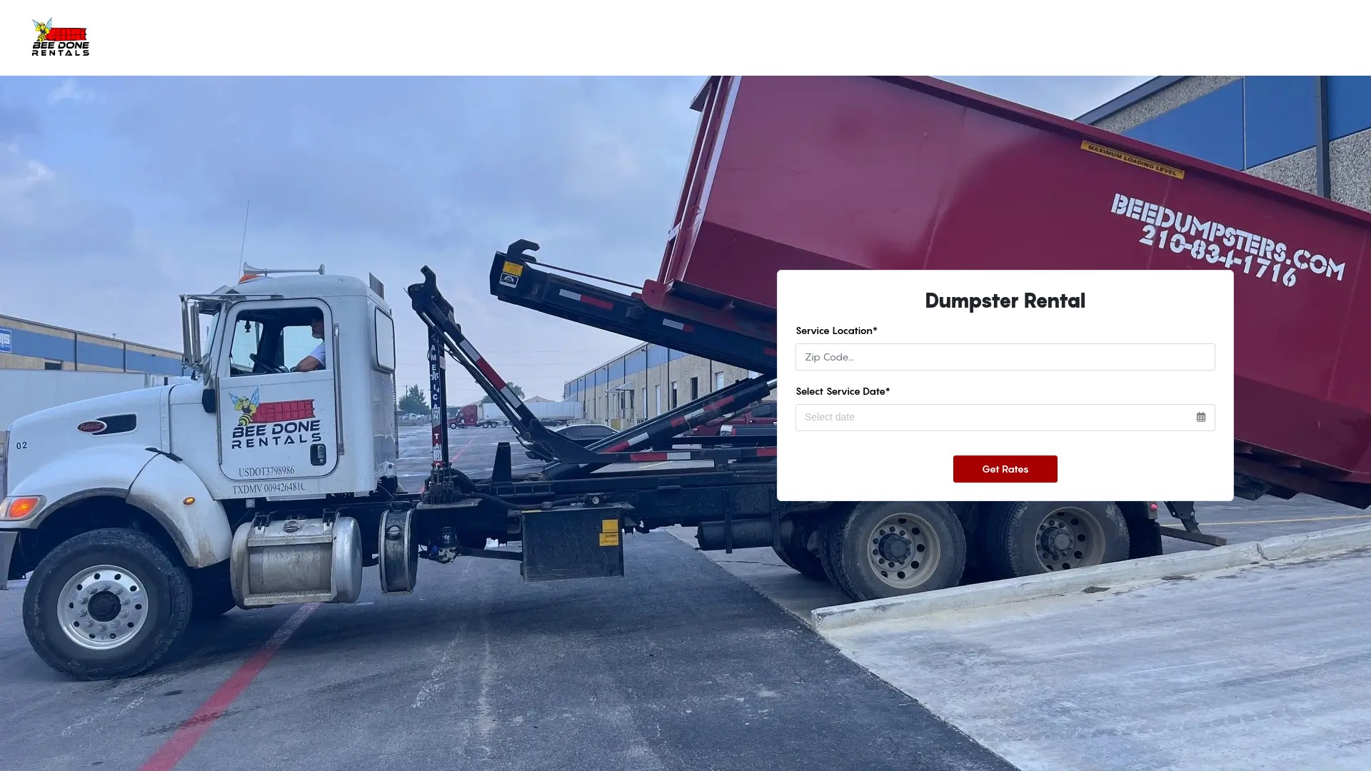 Screenshot of beedumpsters.com