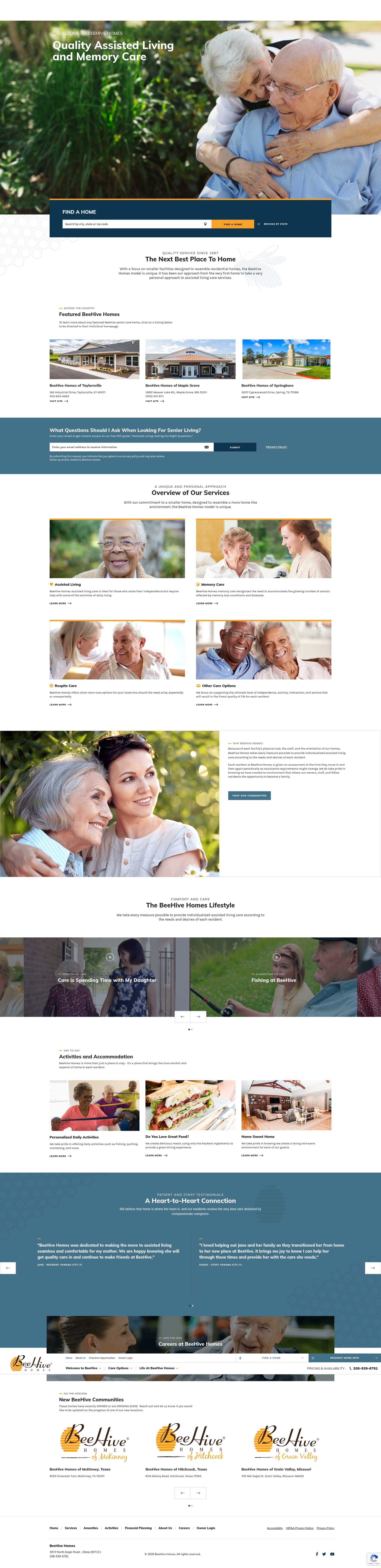 Screenshot of beehivehomes.com