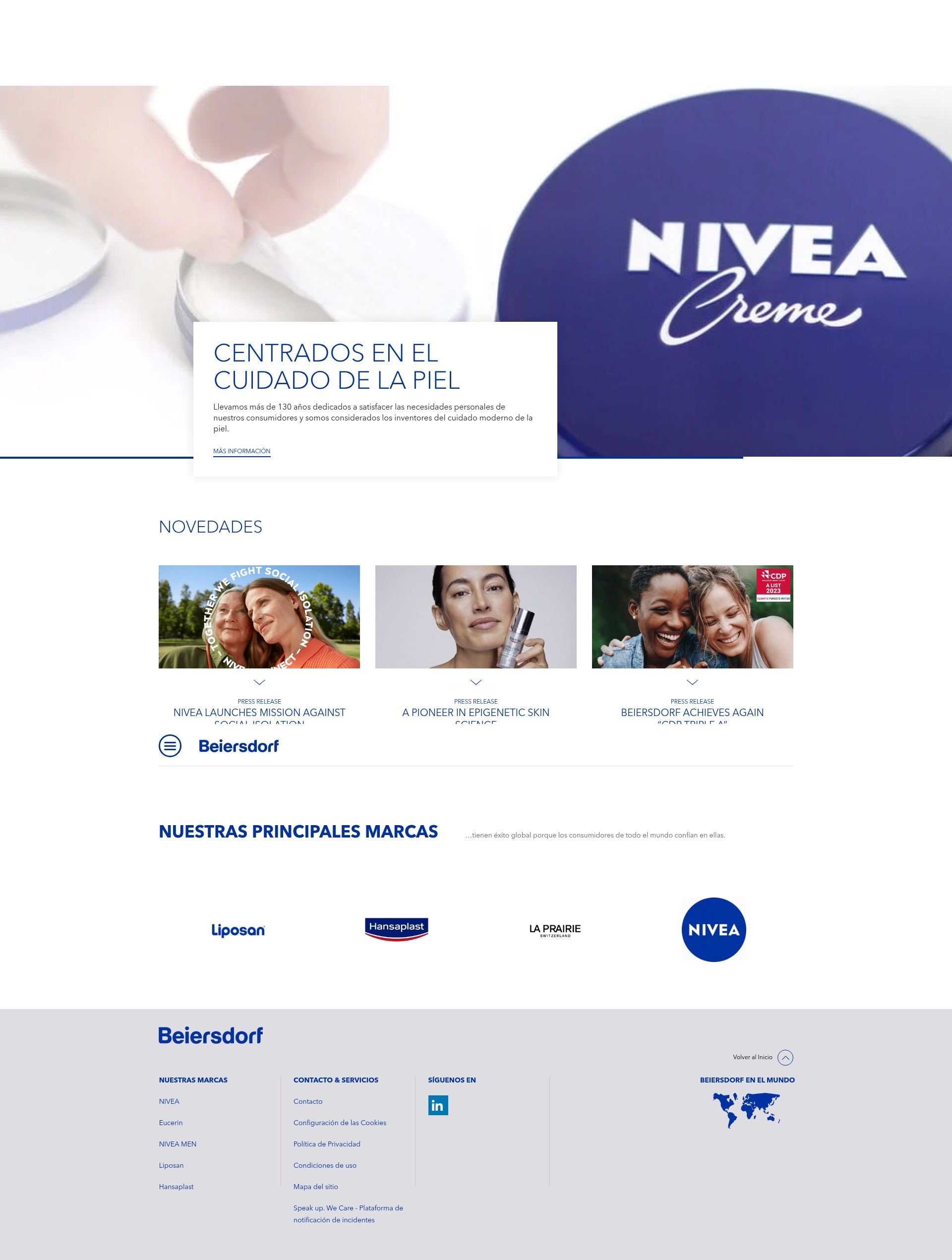 Screenshot of beiersdorf.es