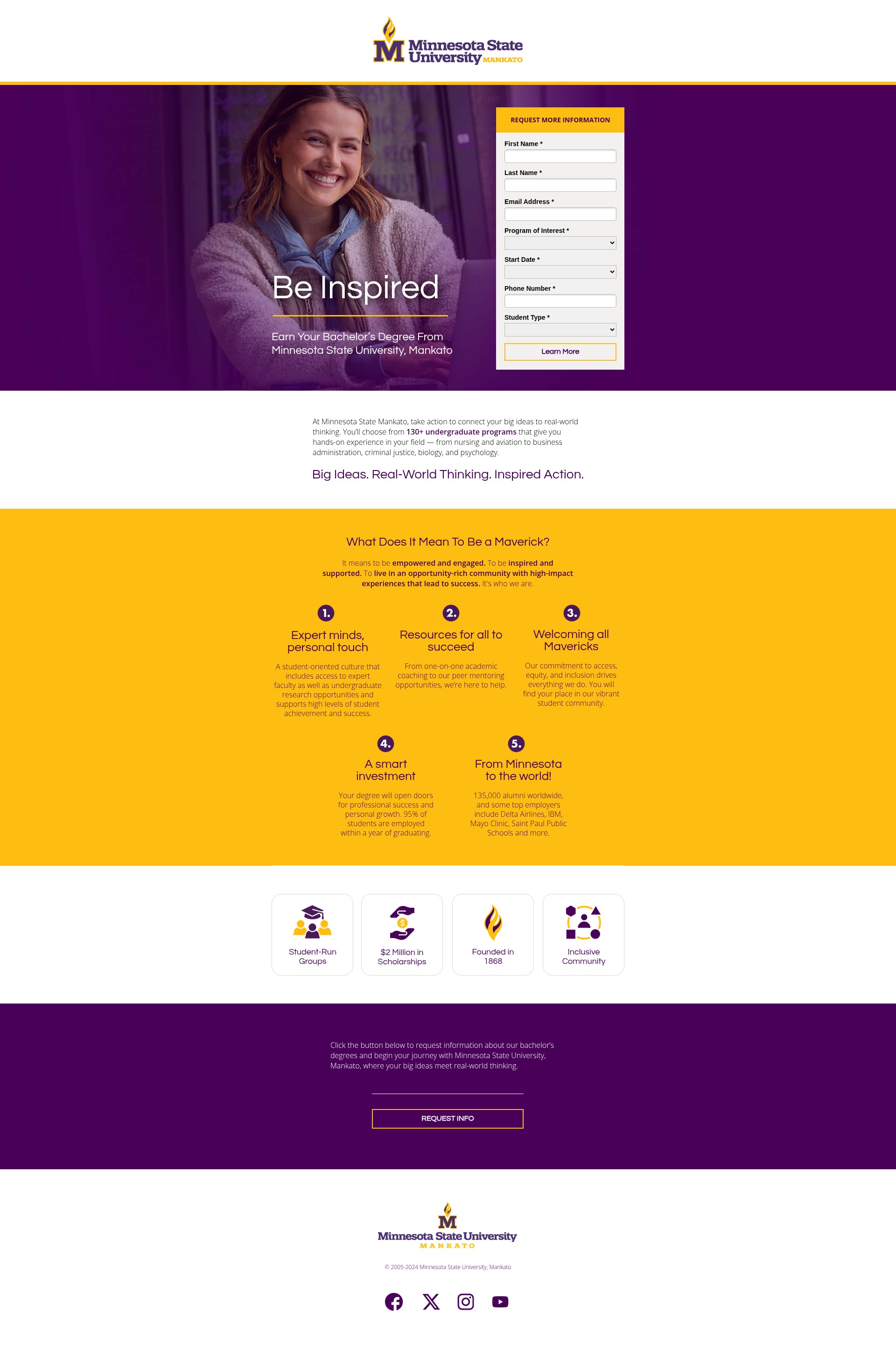 Screenshot of beinspired.mnsu.edu