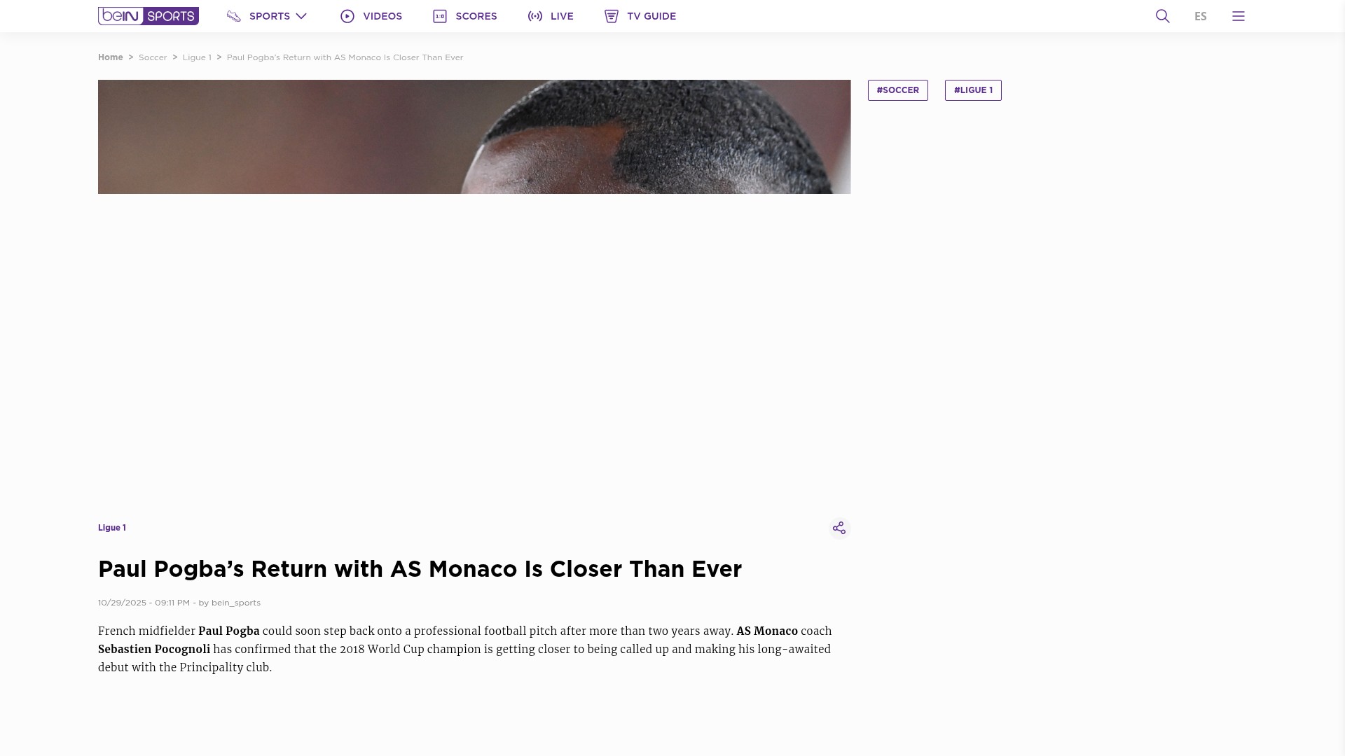 Screenshot of beinsports.com