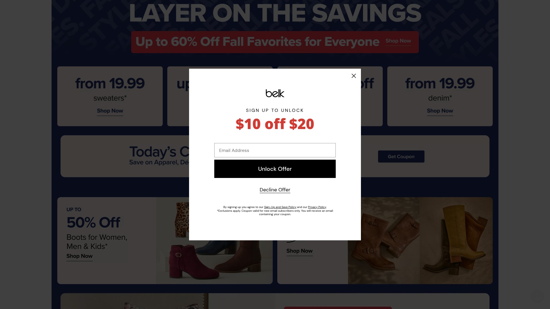 Screenshot of belk.com