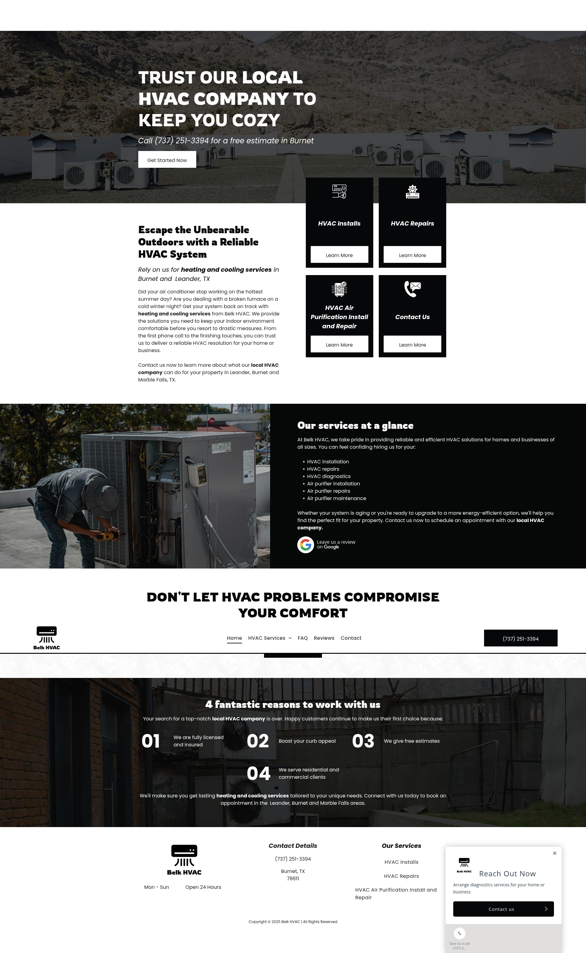 Screenshot of belkhvac.com