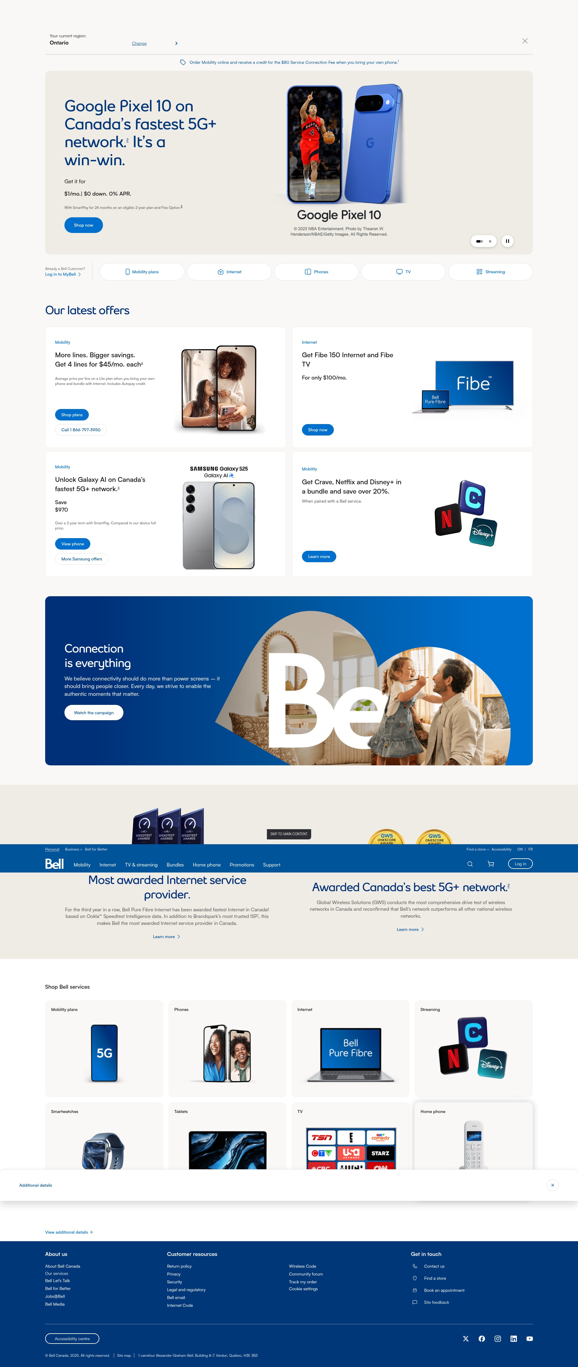 Screenshot of bell.ca