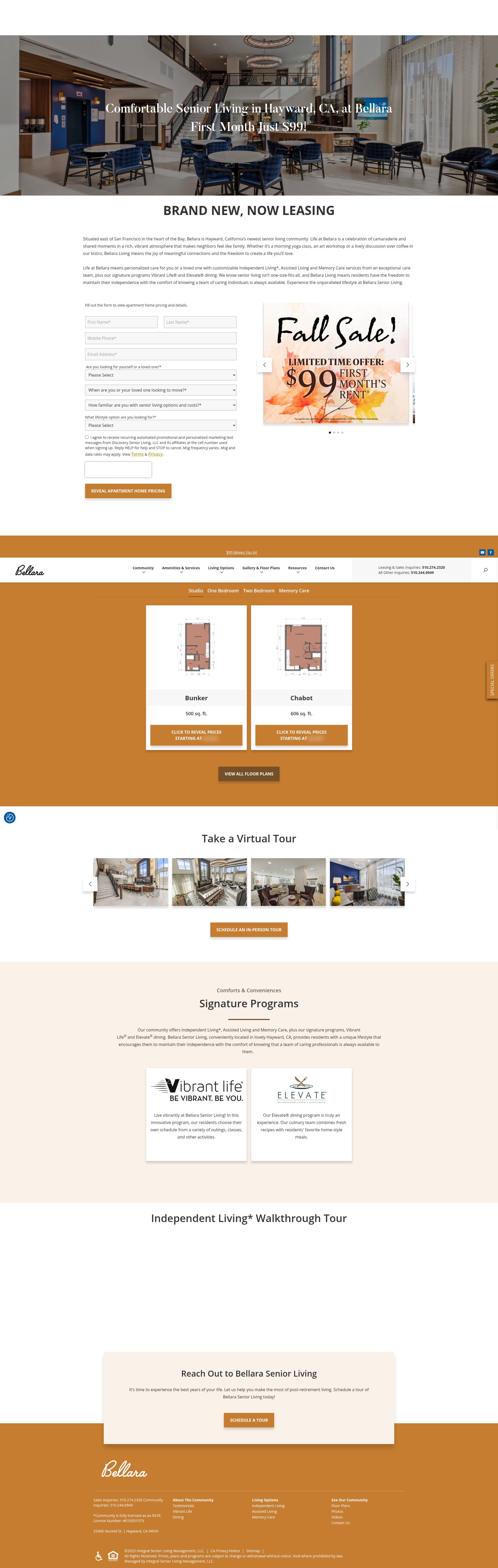 Screenshot of bellaraseniorliving.com