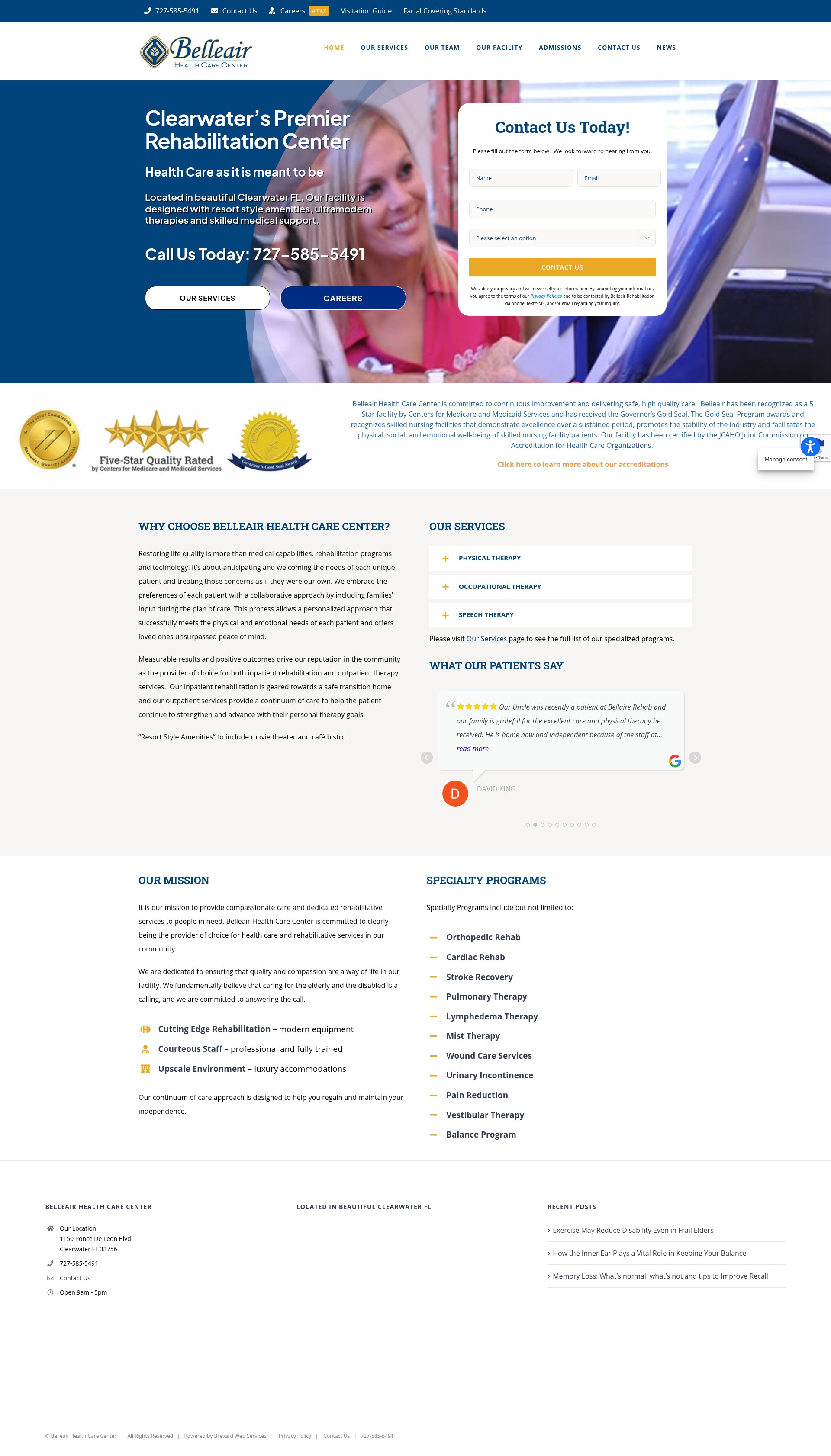 Screenshot of belleaireastrehab.com