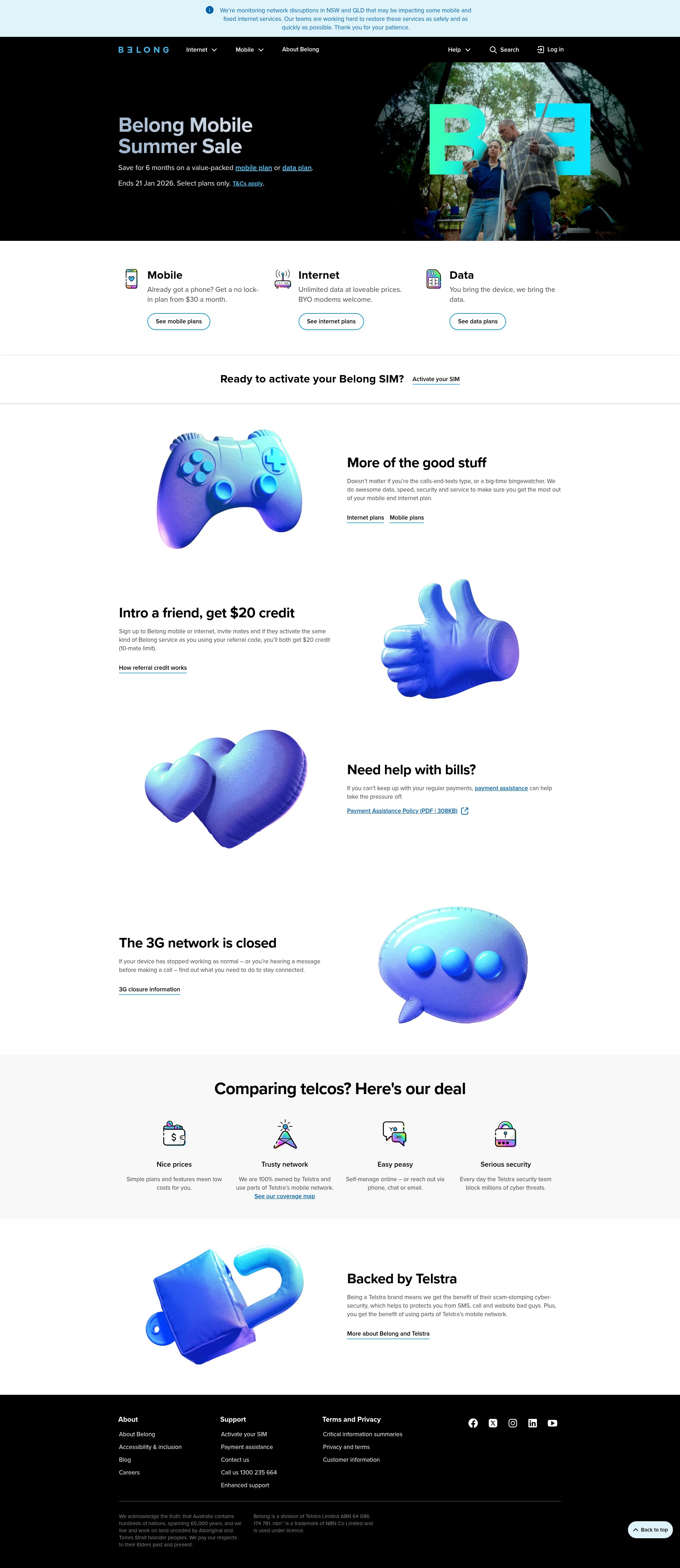 Screenshot of belong.com.au