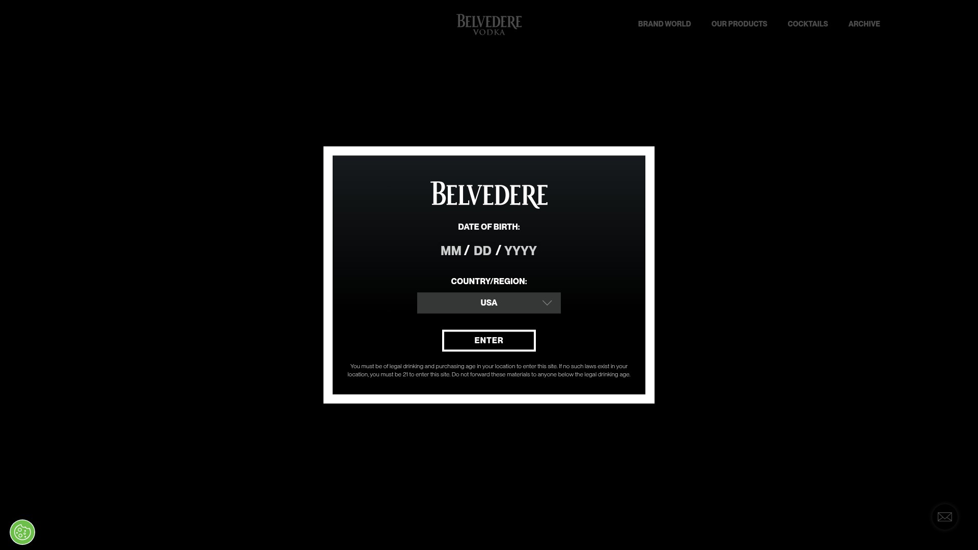 Screenshot of belvederevodka.com