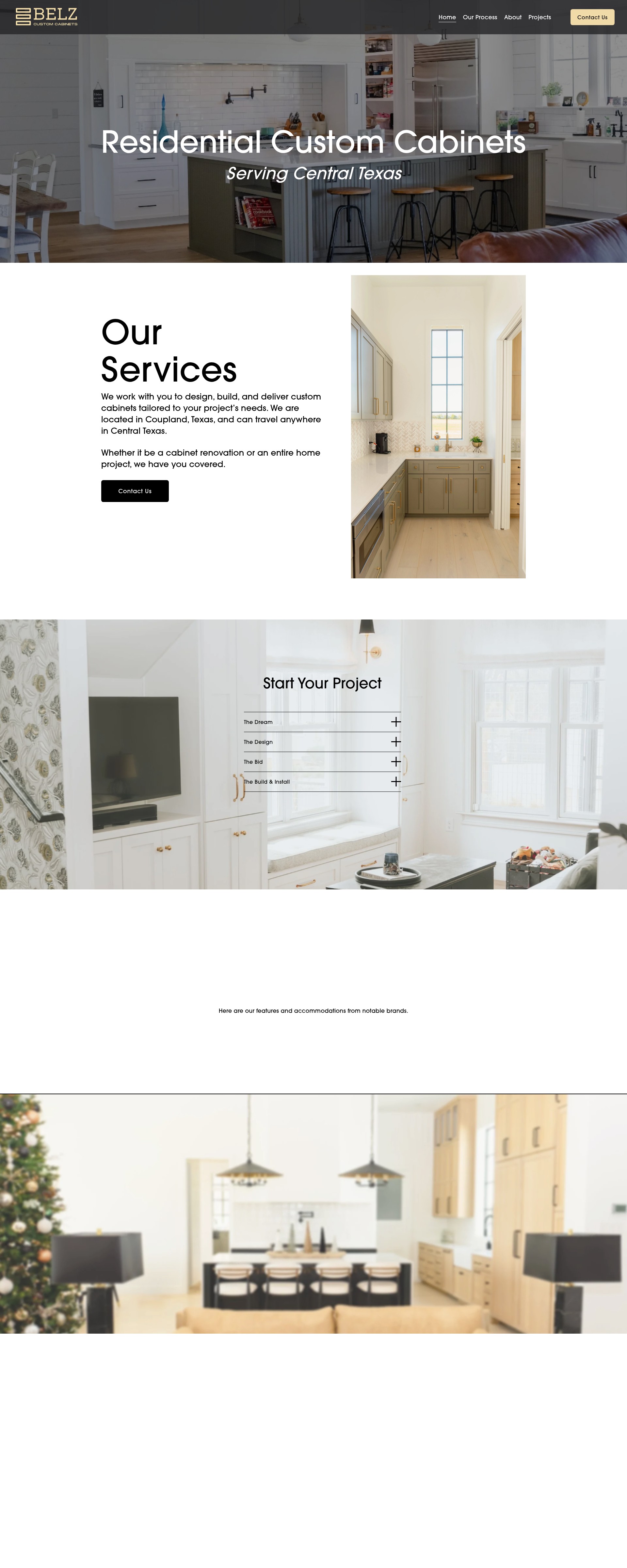 Screenshot of belzcustomcabinets.com