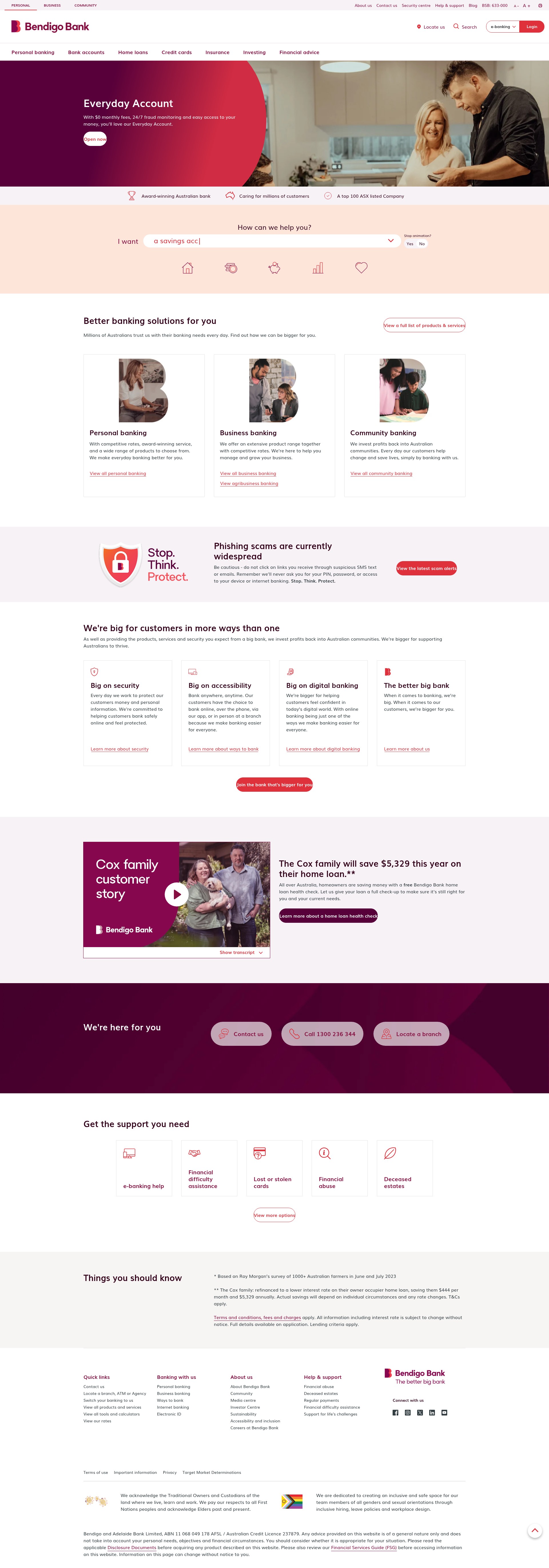 Screenshot of bendigobank.com.au