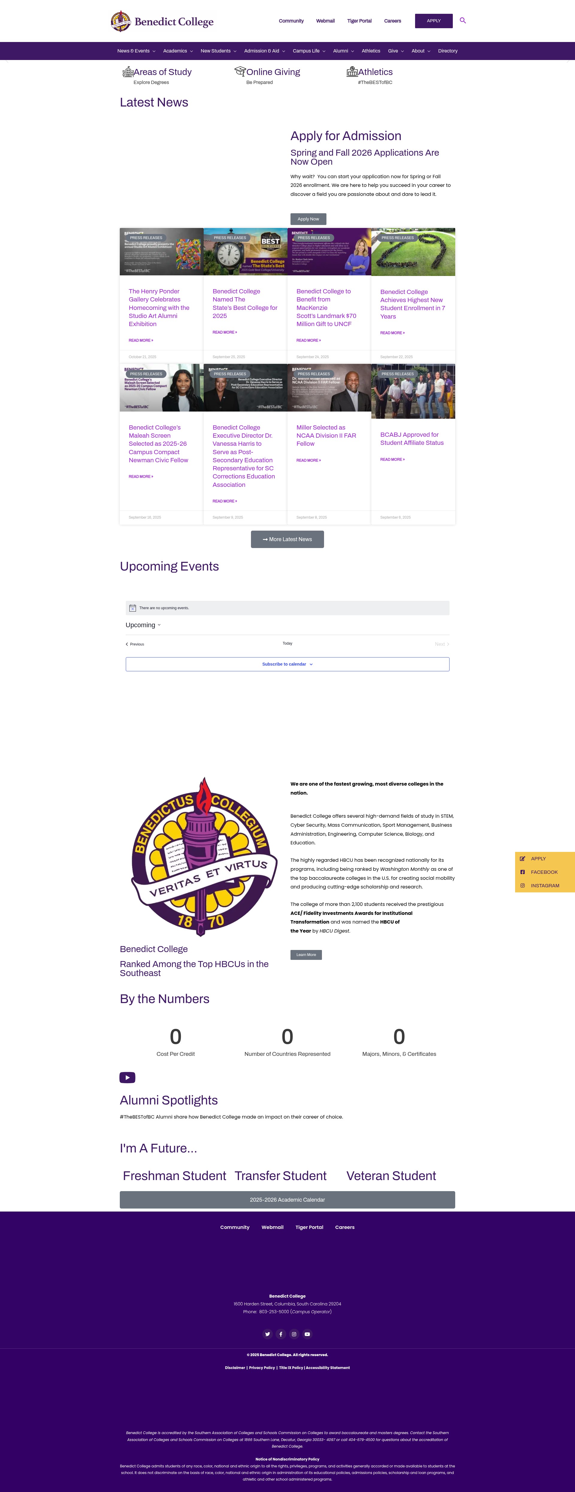 Screenshot of benedict.edu