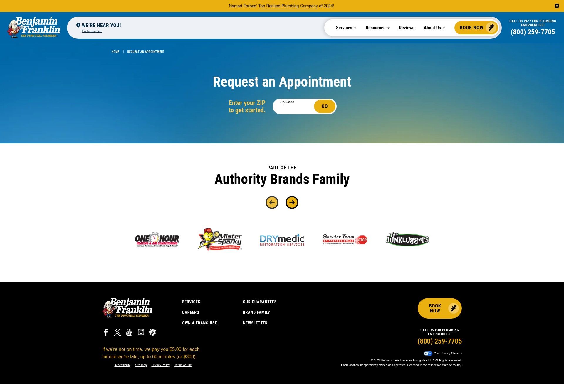 Screenshot of benjaminfranklinplumbing.com