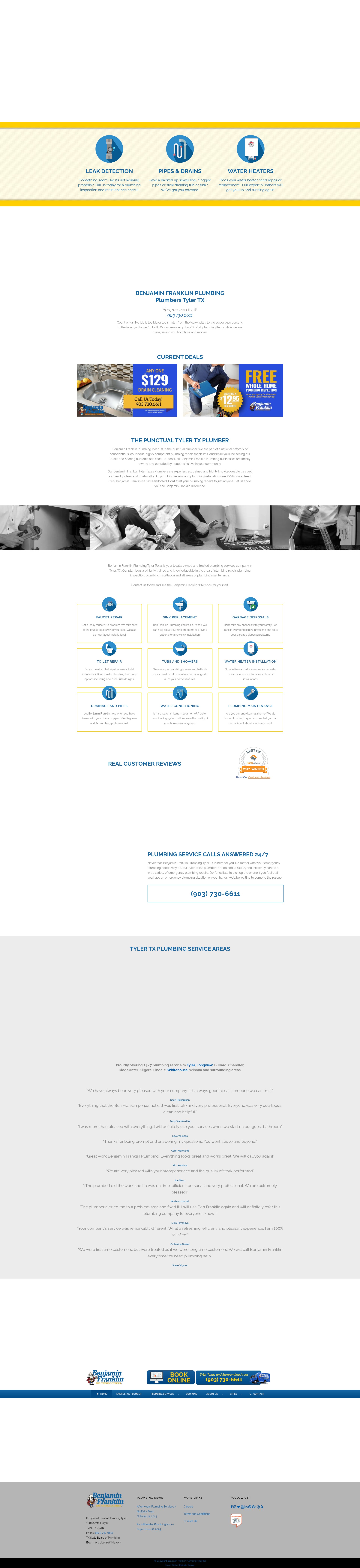 Screenshot of benjaminfranklinplumbingtyler.com