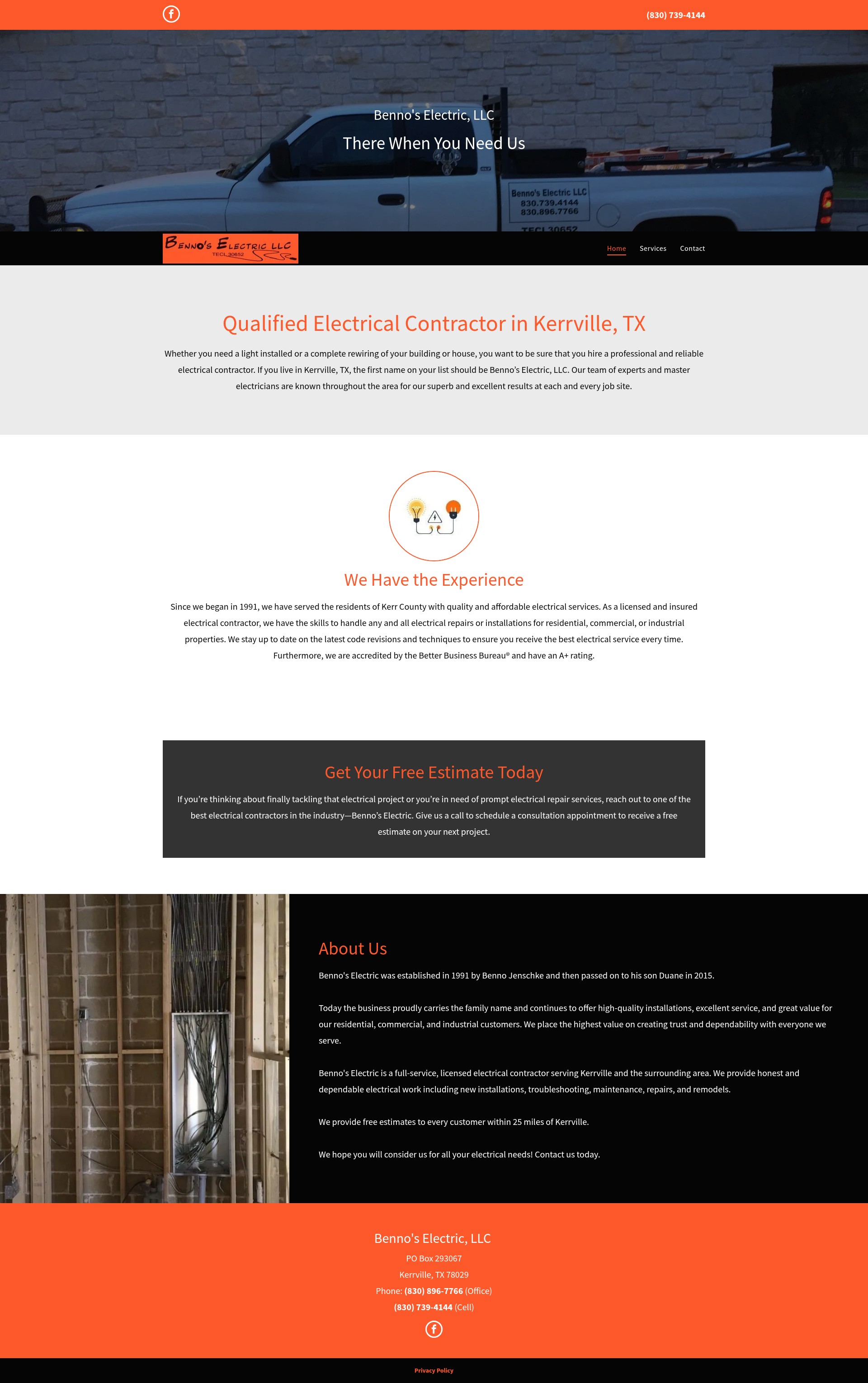 Screenshot of bennoselectric.com