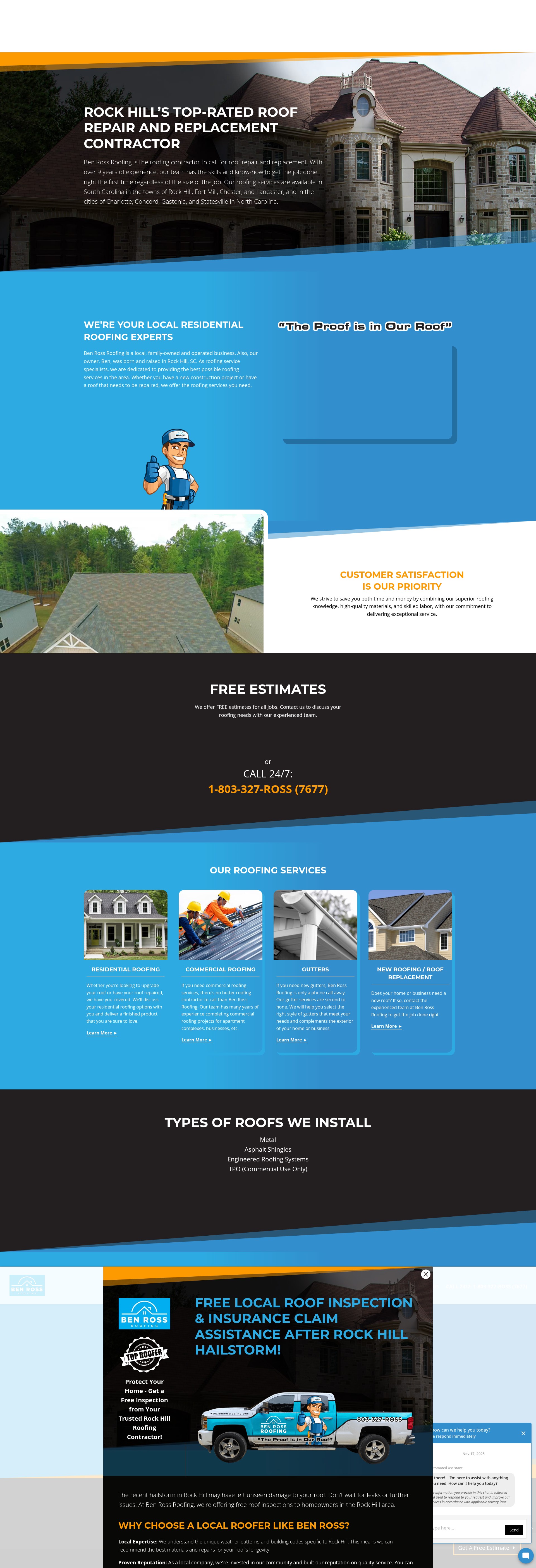 Screenshot of benrossroofing.com