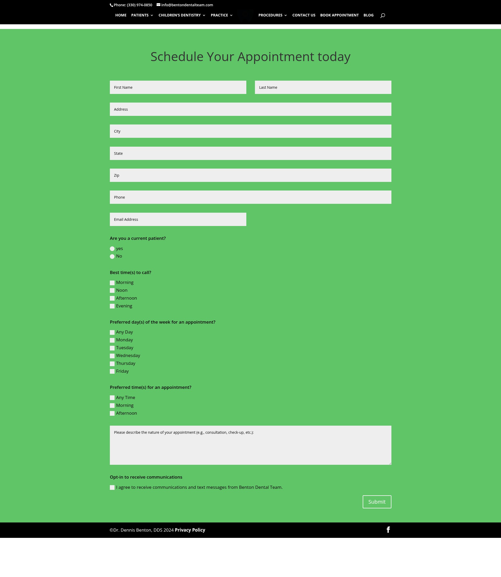 Screenshot of bentondentalteam.com