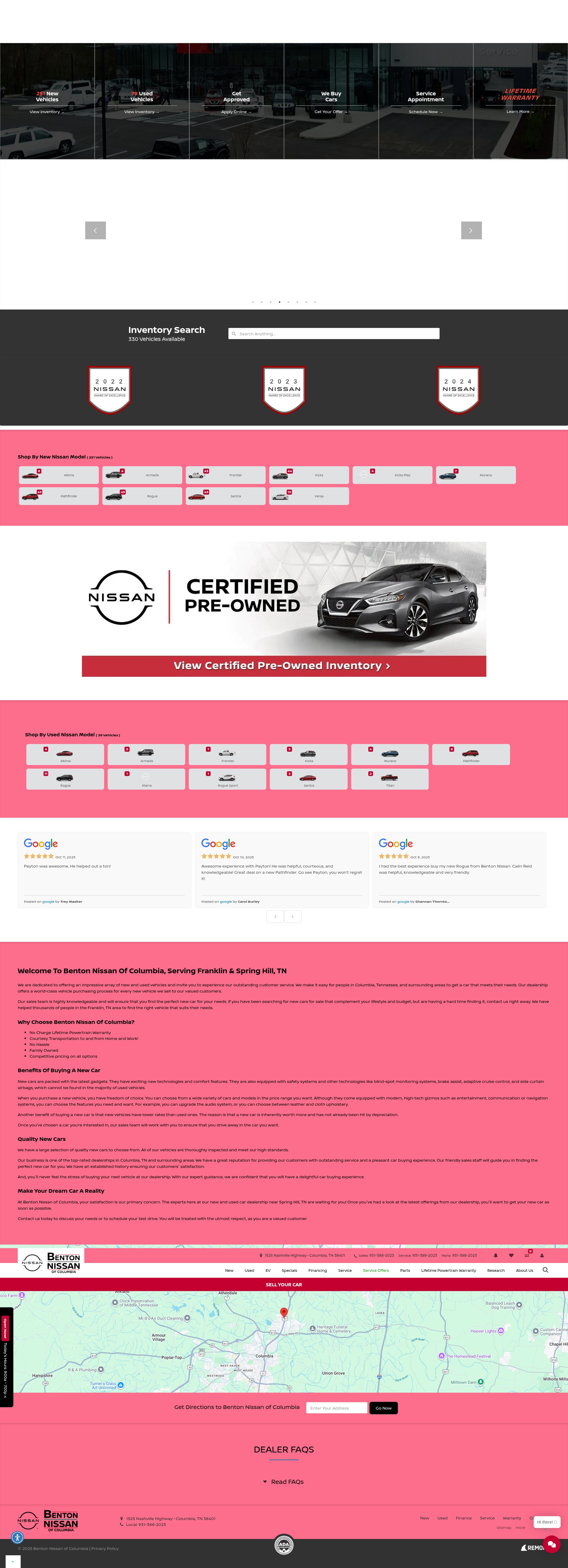 Screenshot of bentonnissanofcolumbia.com