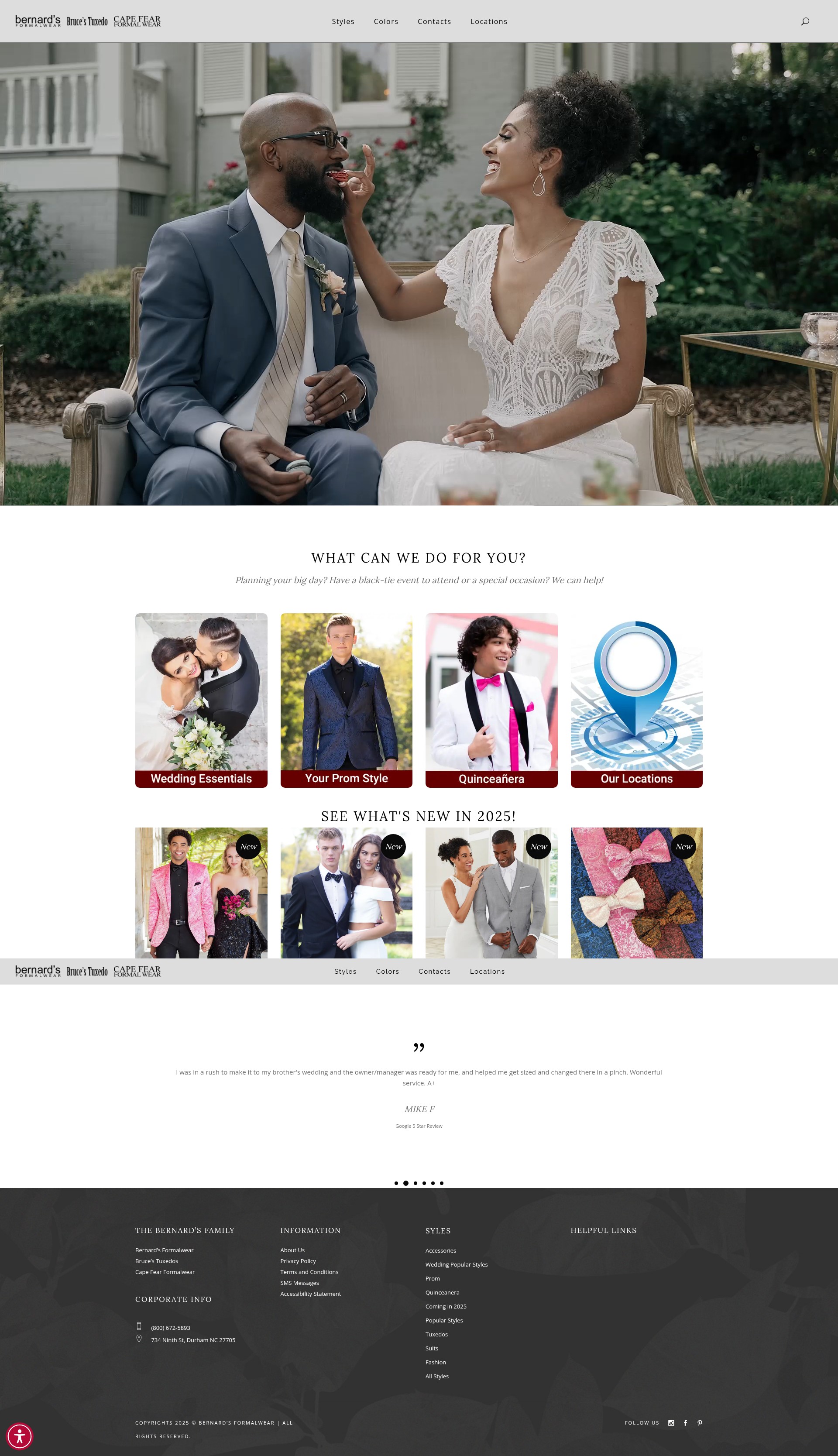 Screenshot of bernardsformalwear.com