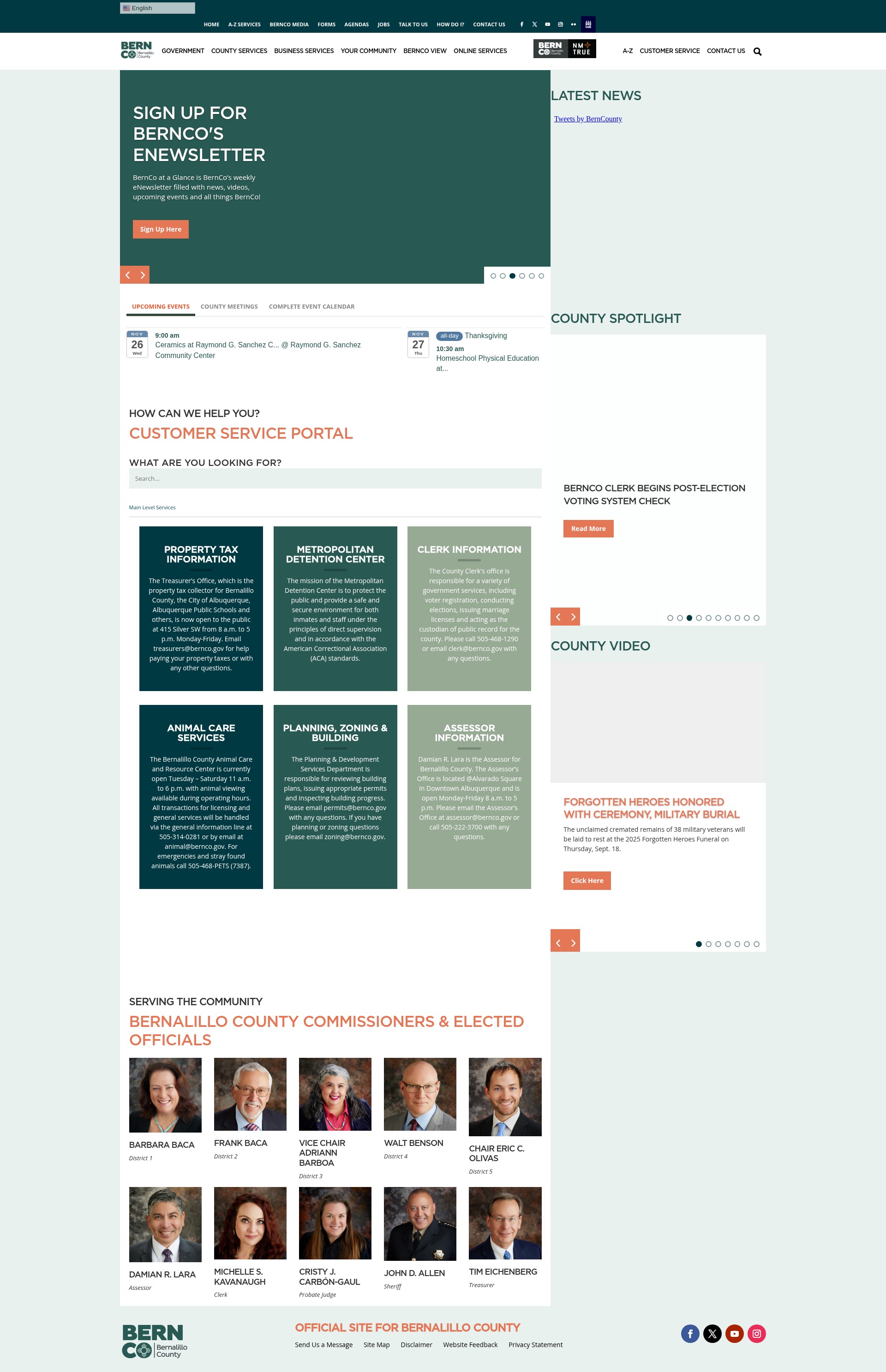 Screenshot of bernco.gov