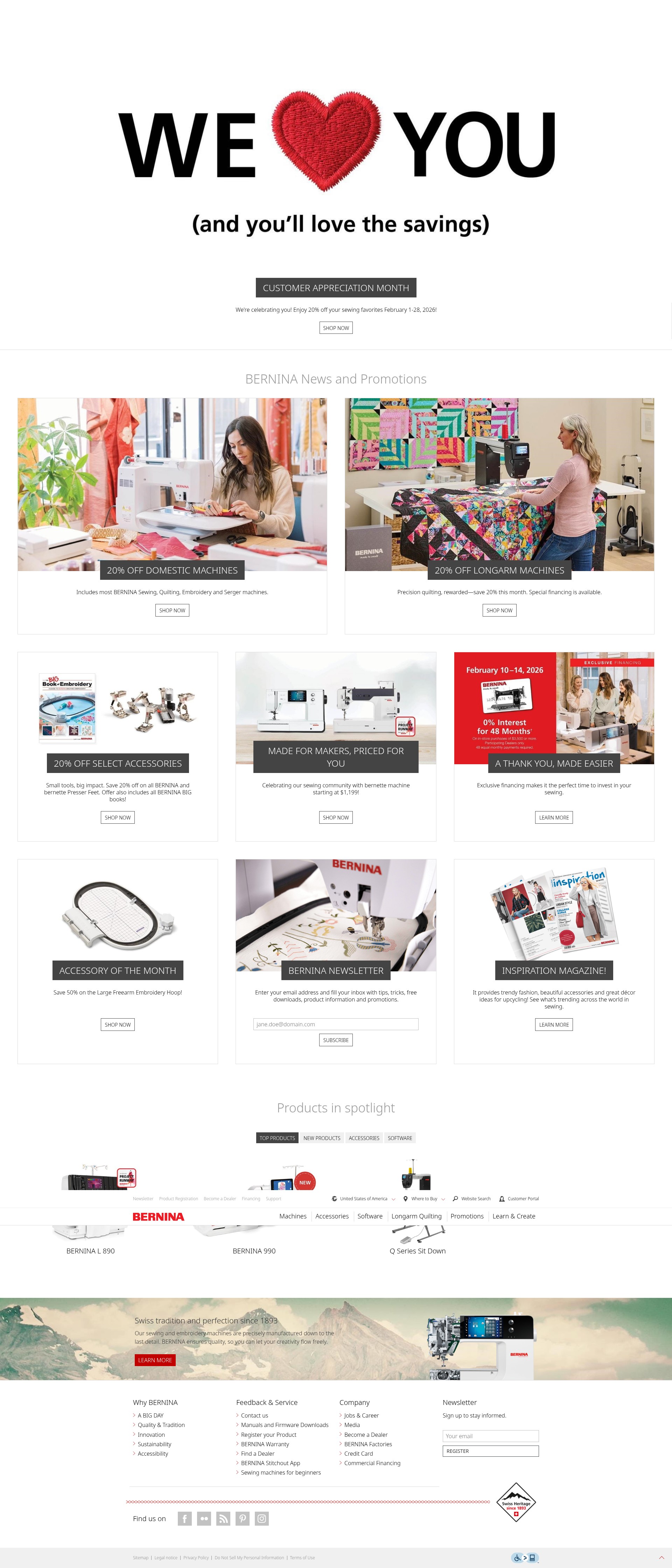 Screenshot of bernina.com