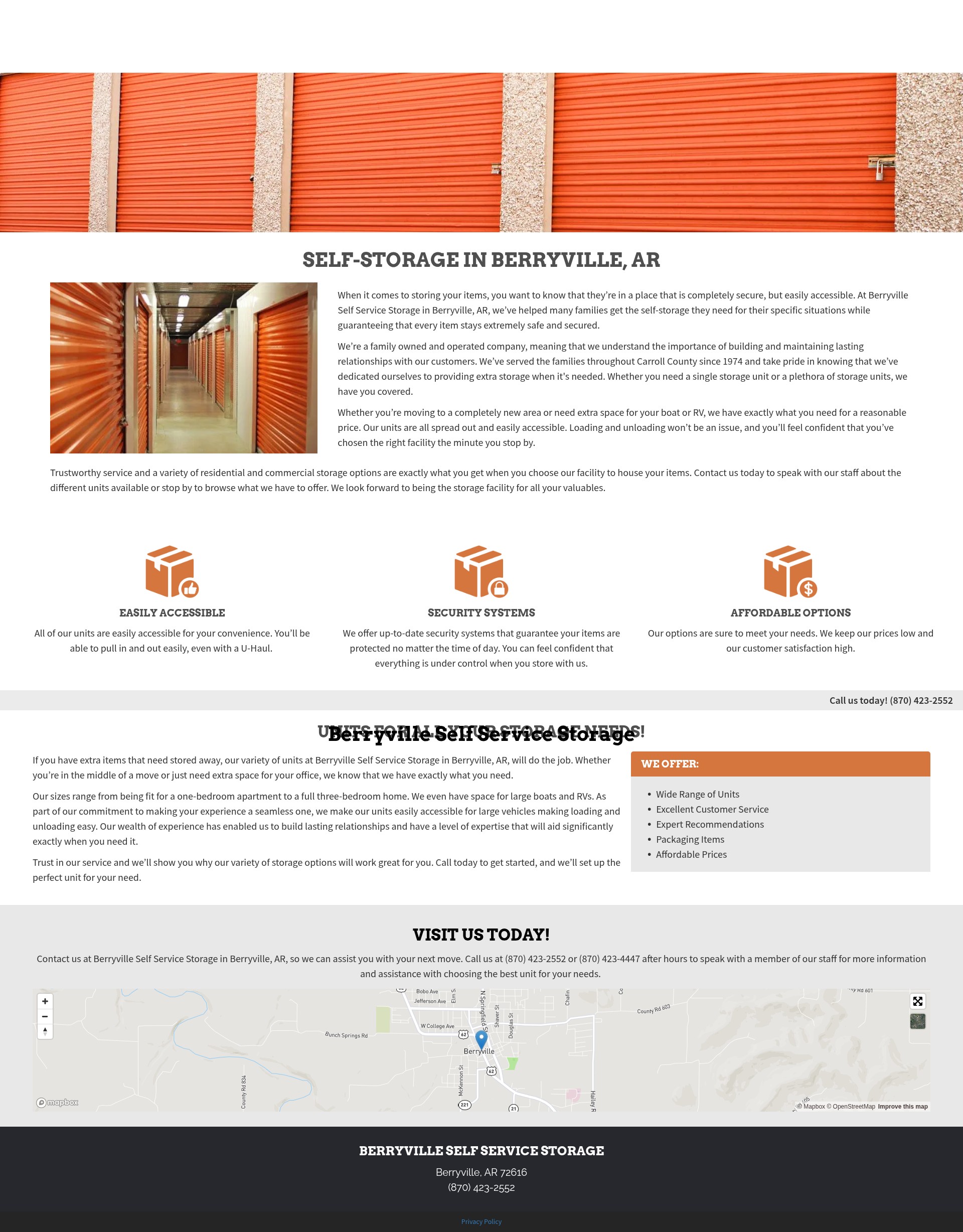 Screenshot of berryvillestorage.com