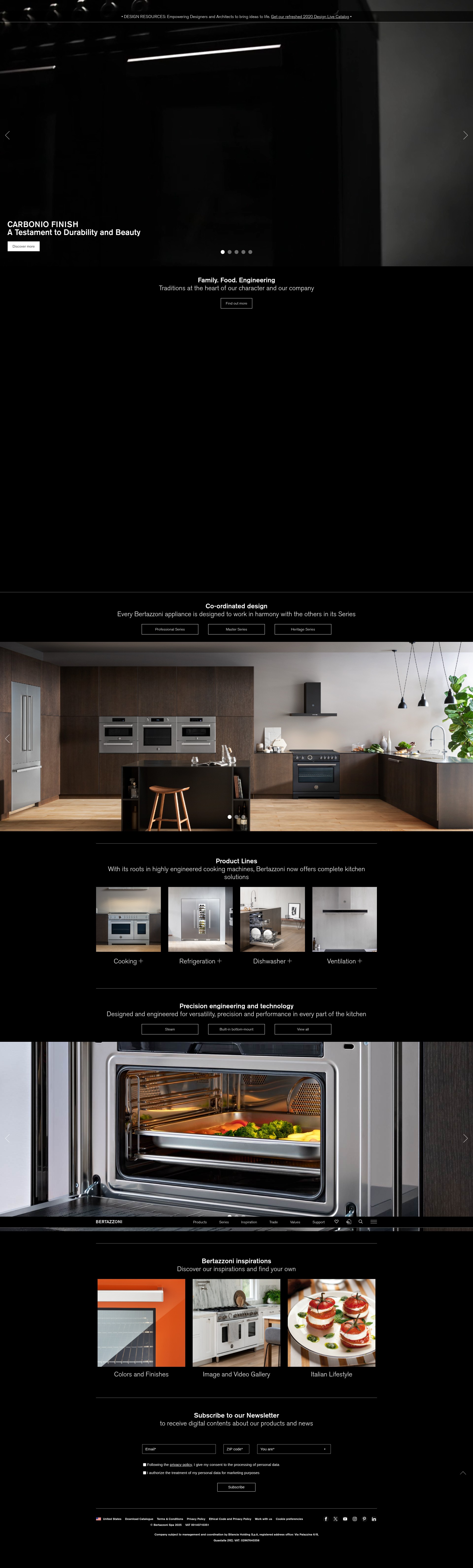 Screenshot of bertazzoni.com