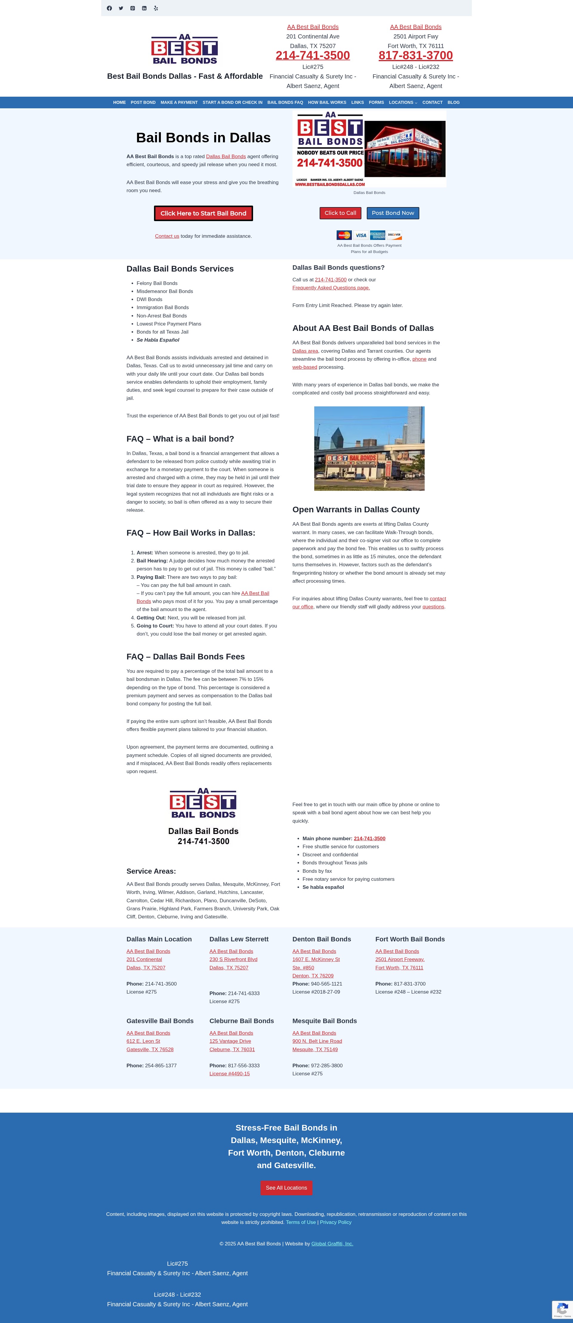 Screenshot of bestbailbondsdallas.com
