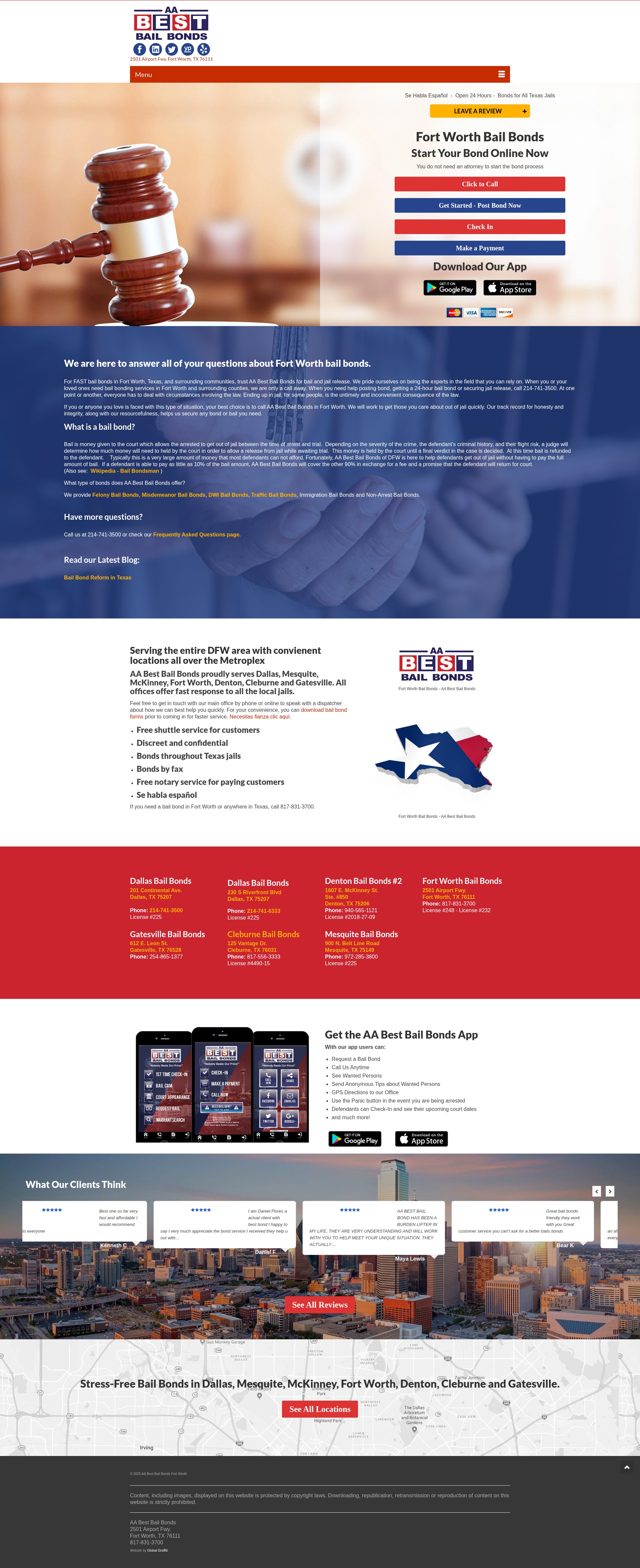 Screenshot of bestbailbondsfortworth.com