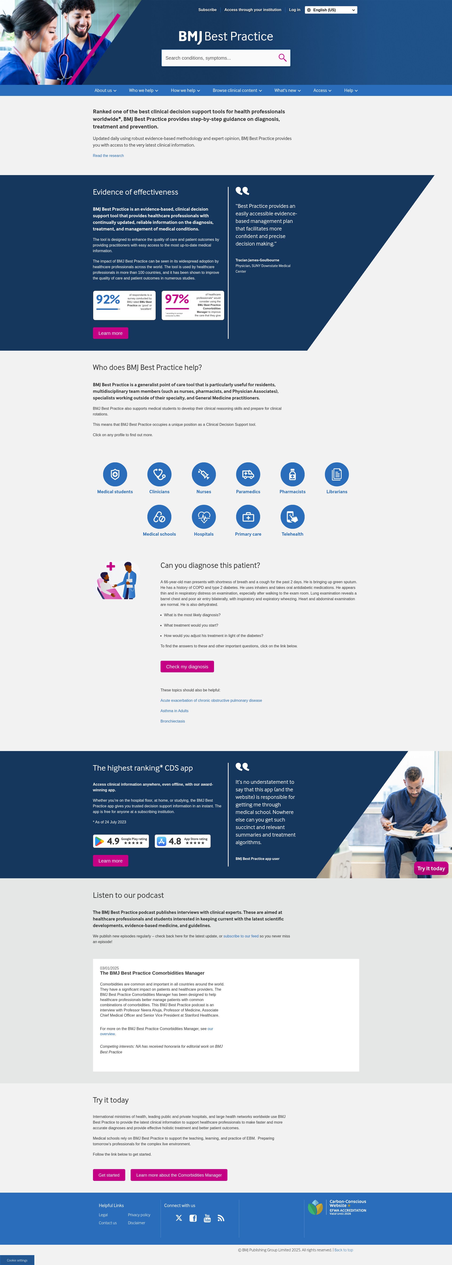 Screenshot of bestpractice.bmj.com