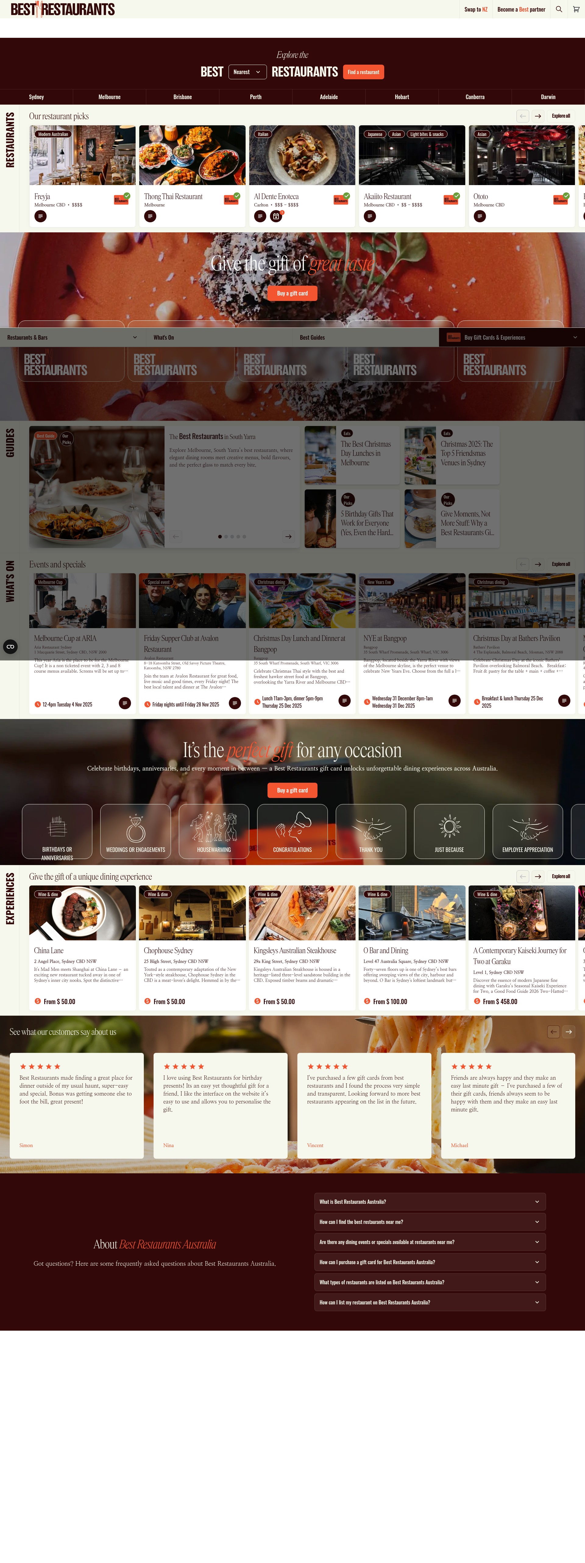 Screenshot of bestrestaurants.com.au