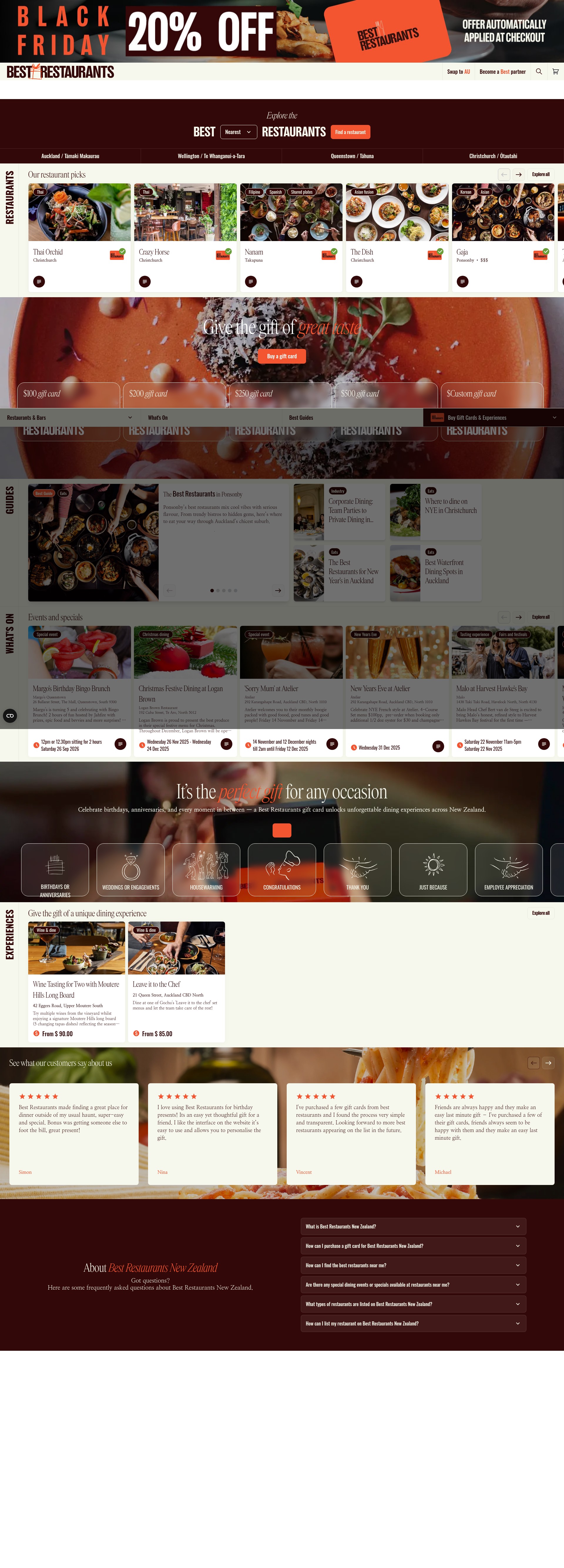 Screenshot of bestrestaurants.nz