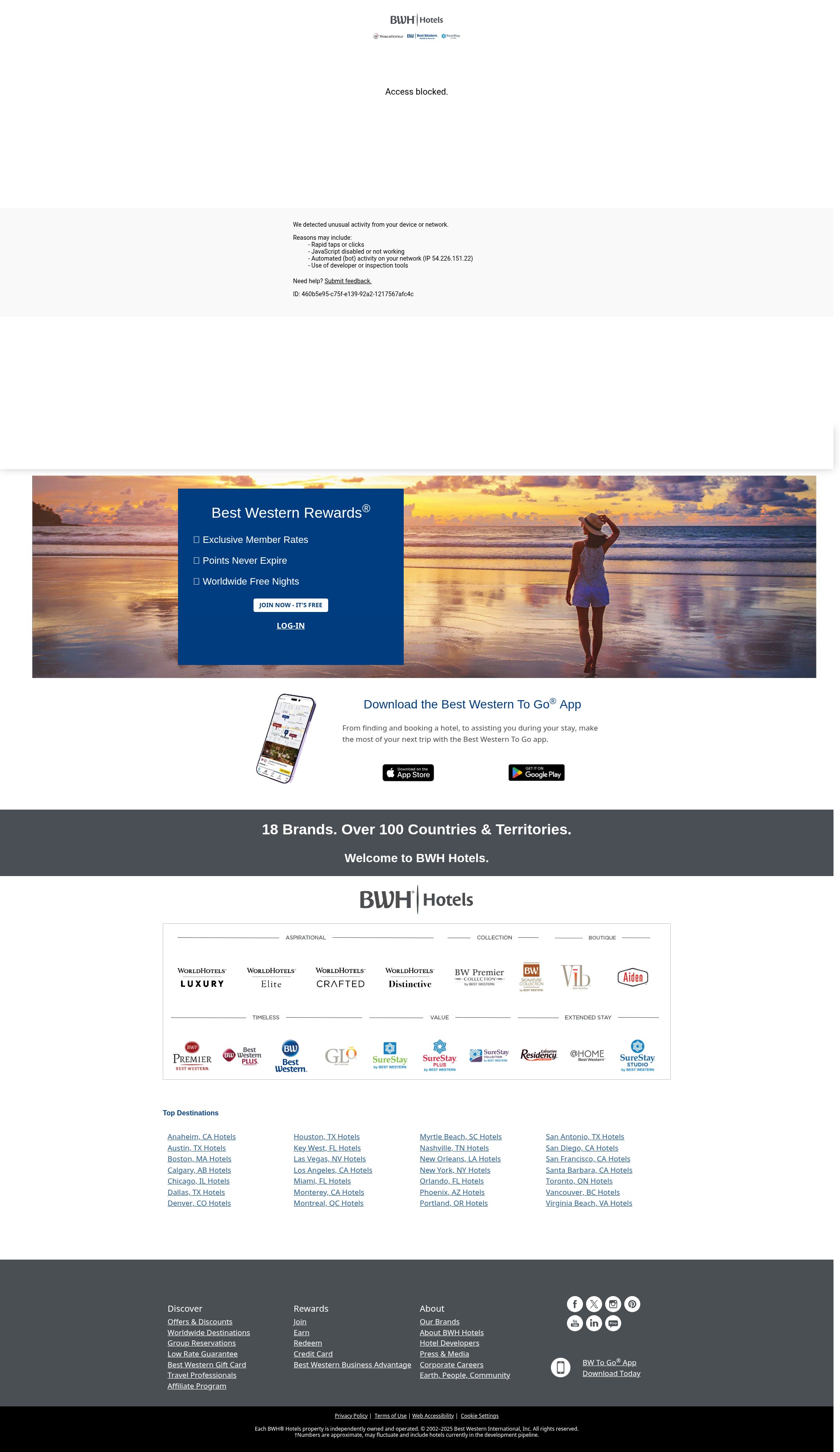 Screenshot of bestwestern.com