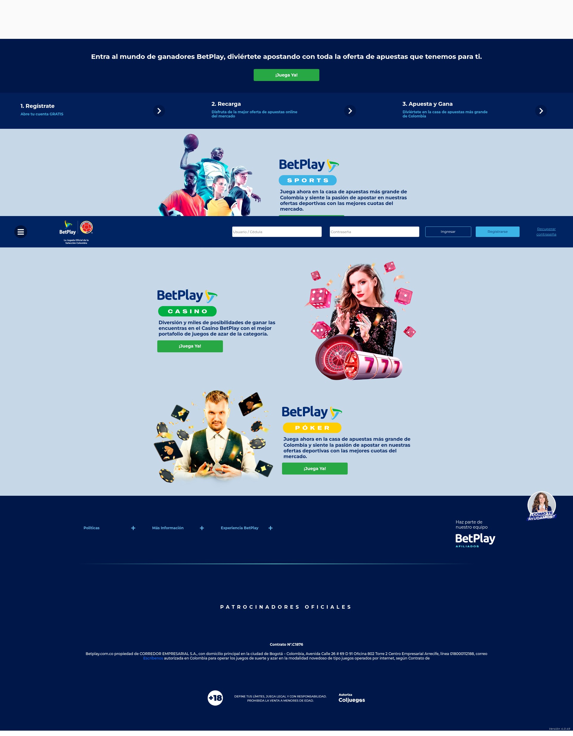 Screenshot of betplay.com.co