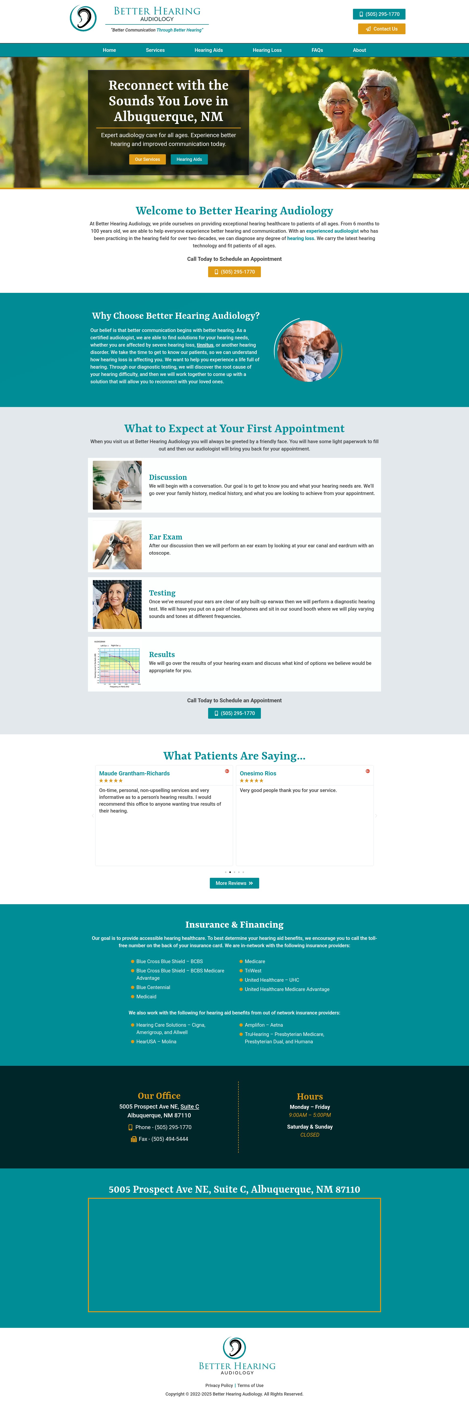 Screenshot of betterhearingaudiology.com