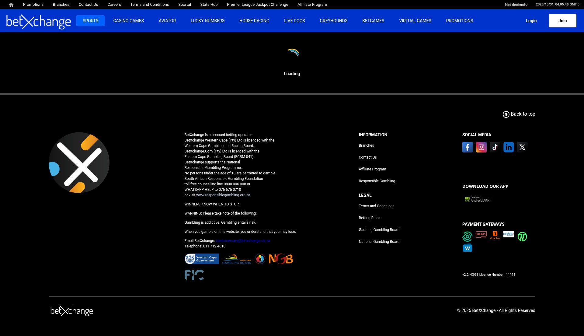 Screenshot of betxchange.com