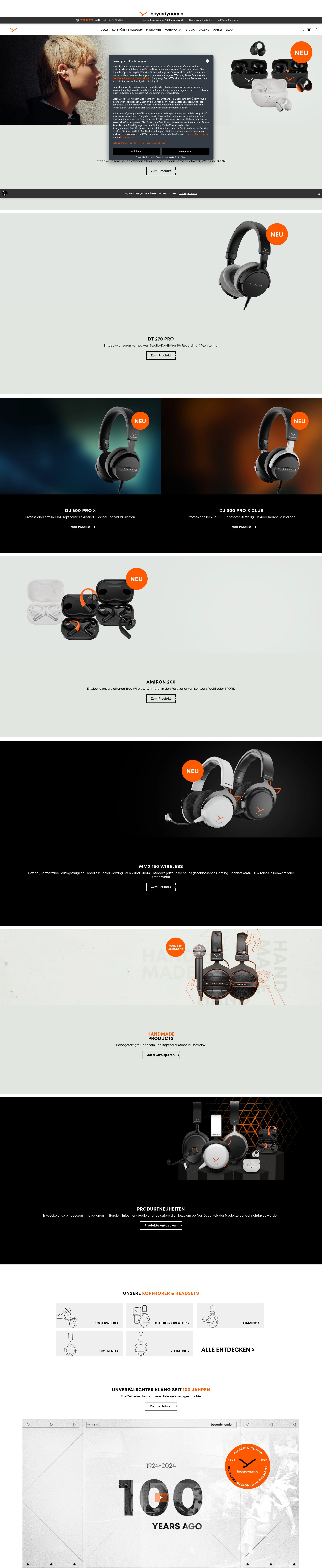 Screenshot of beyerdynamic.de