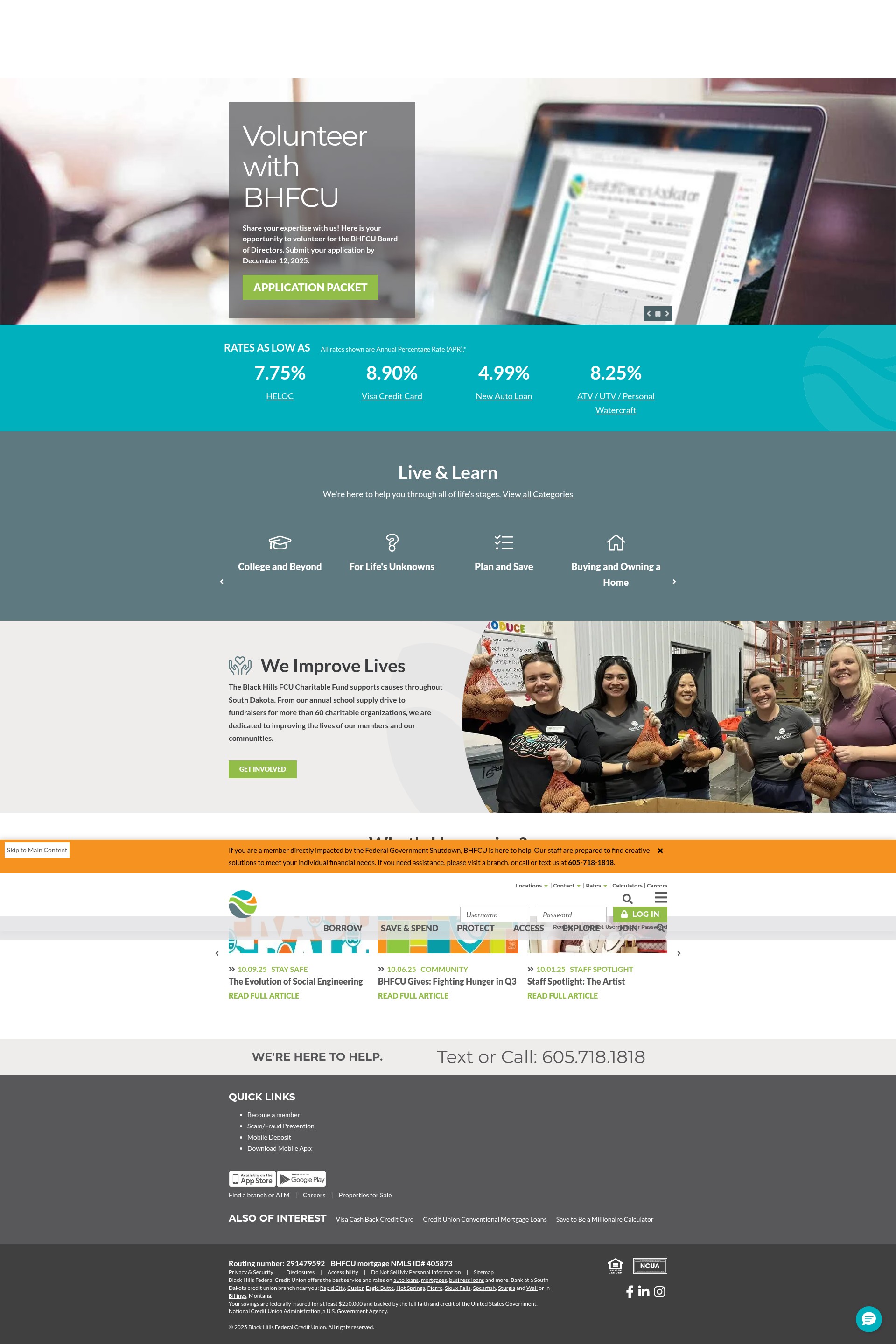 Screenshot of bhfcu.com