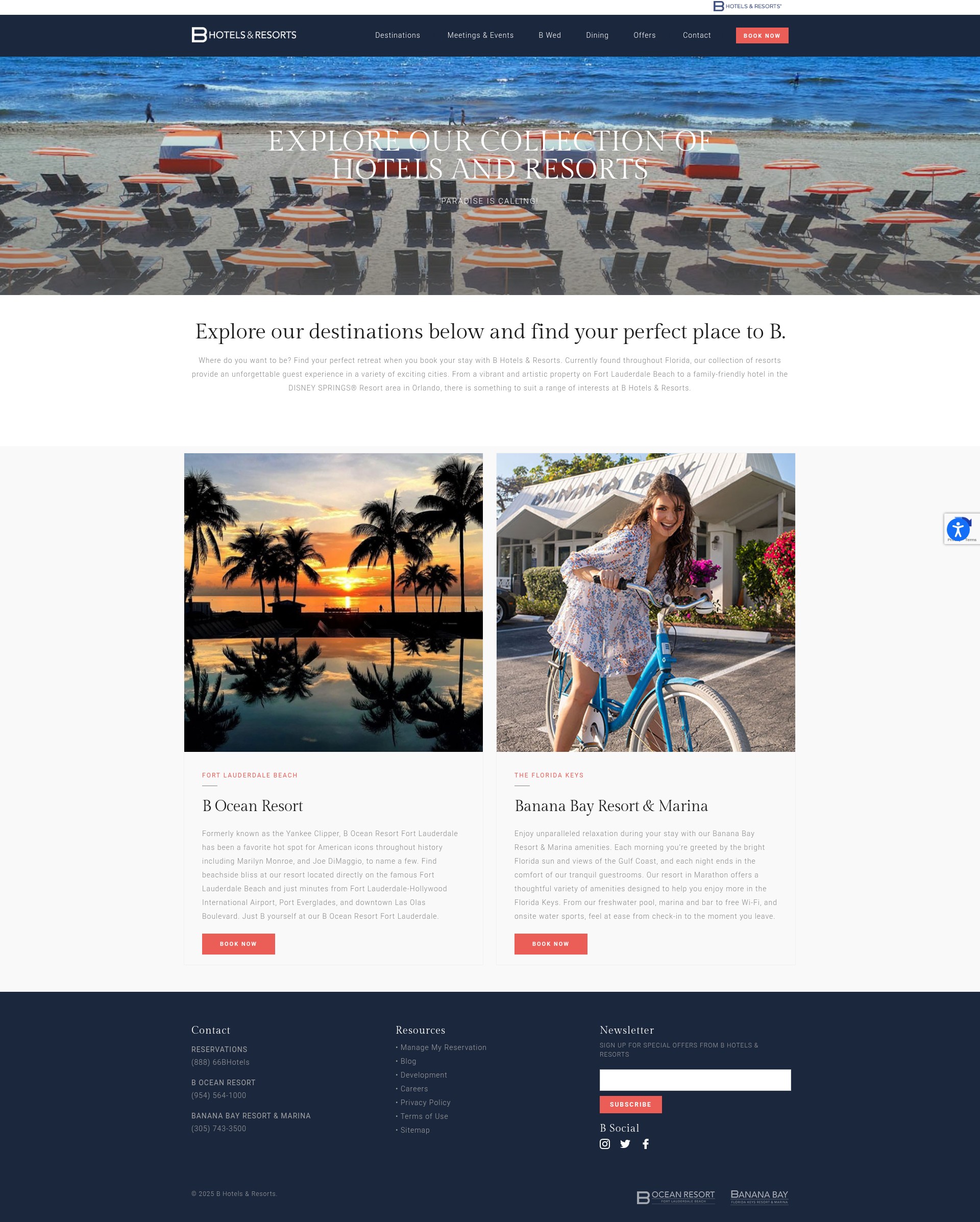 Screenshot of bhotelsandresorts.com