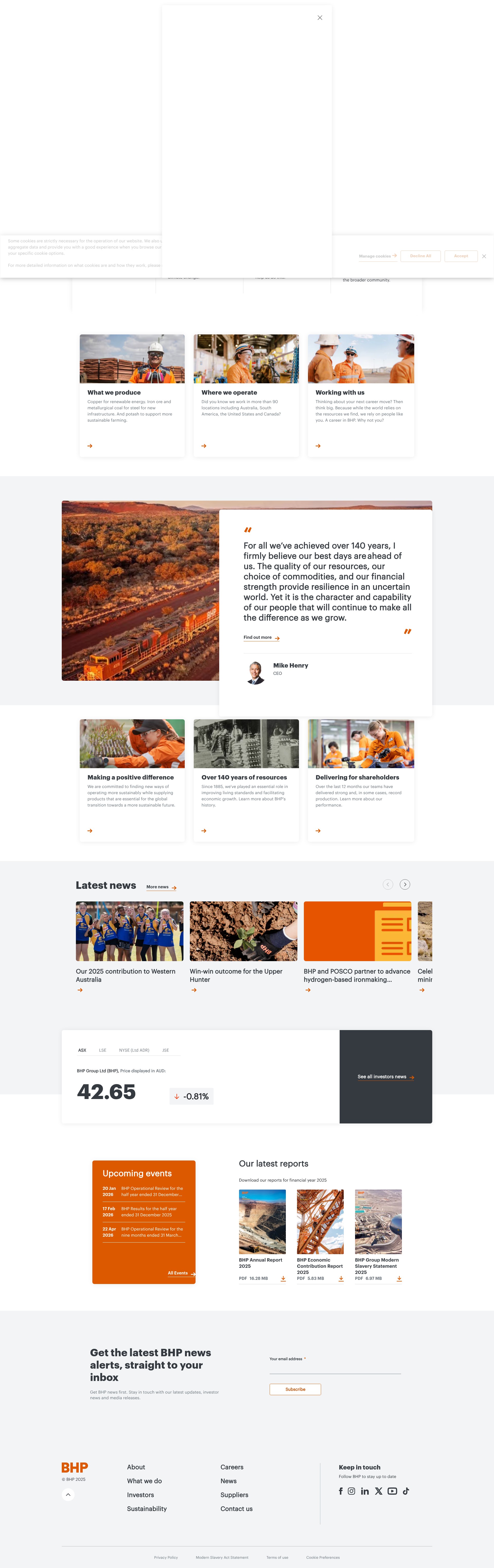 Screenshot of bhp.com