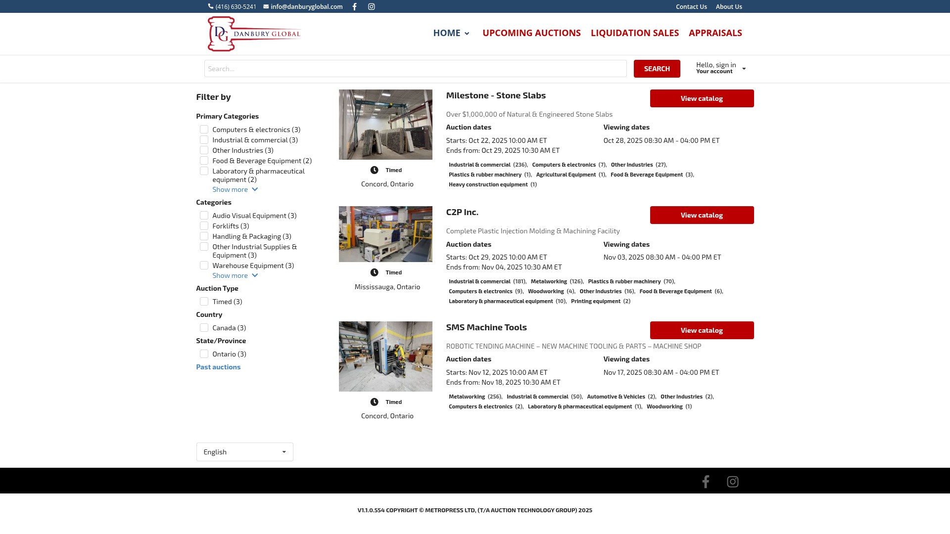 Screenshot of bid.danburyglobal.com