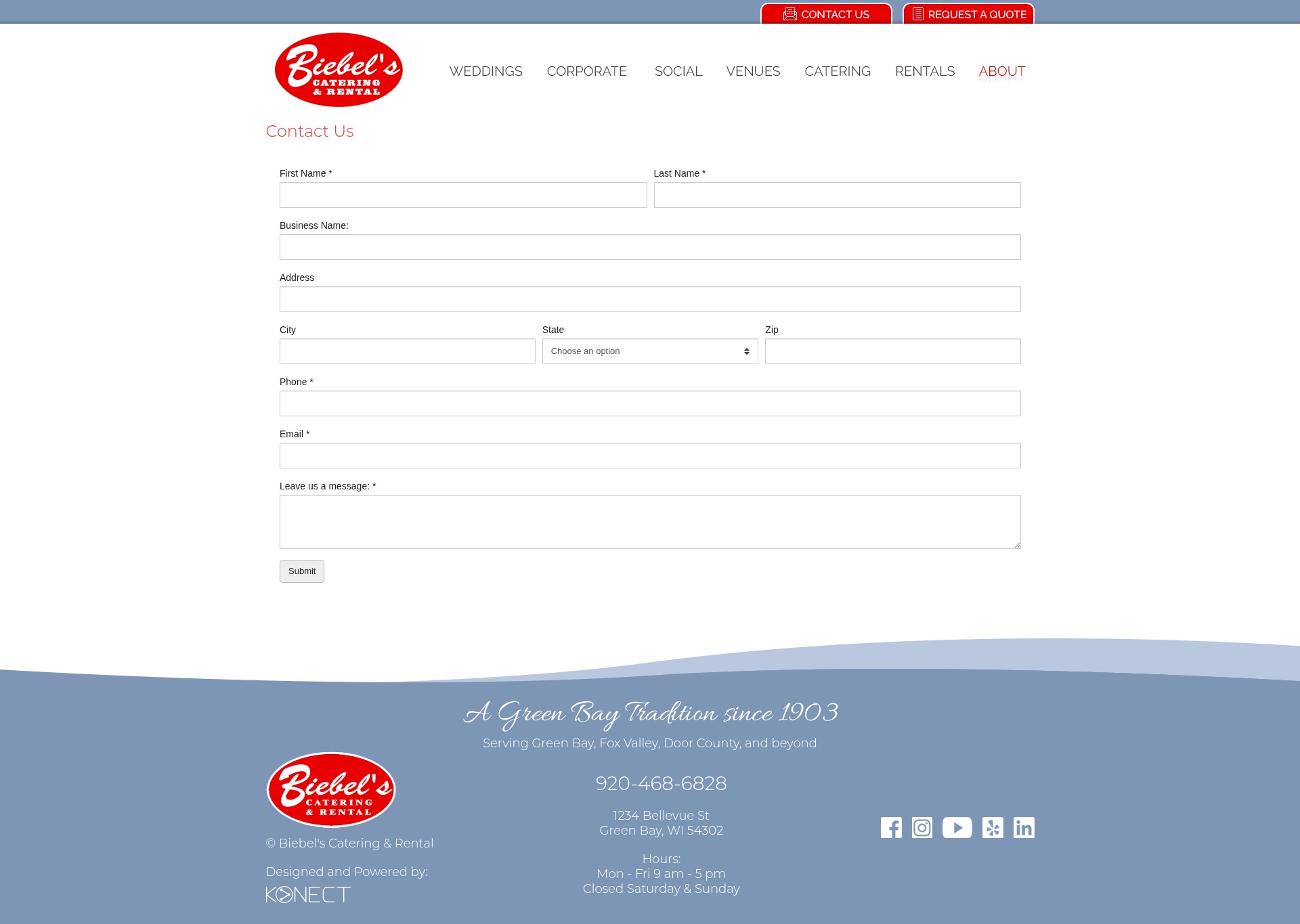 Screenshot of biebelscatering.com
