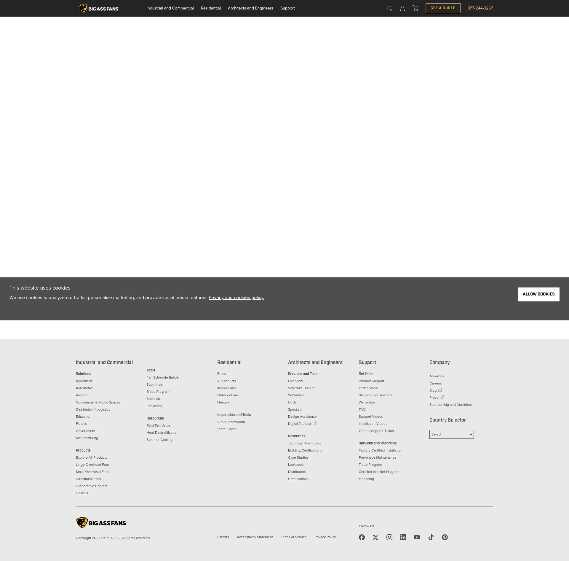 Screenshot of bigassfans.com
