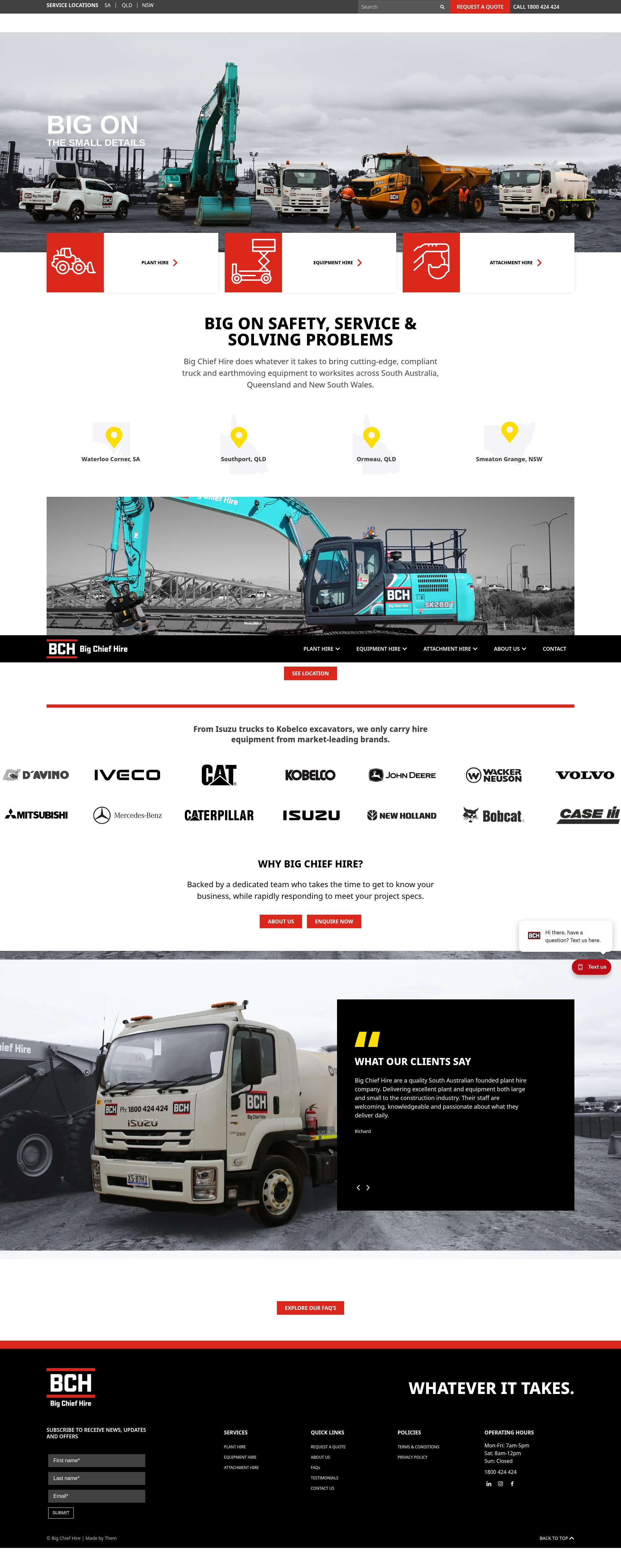 Screenshot of bigchiefhire.com.au