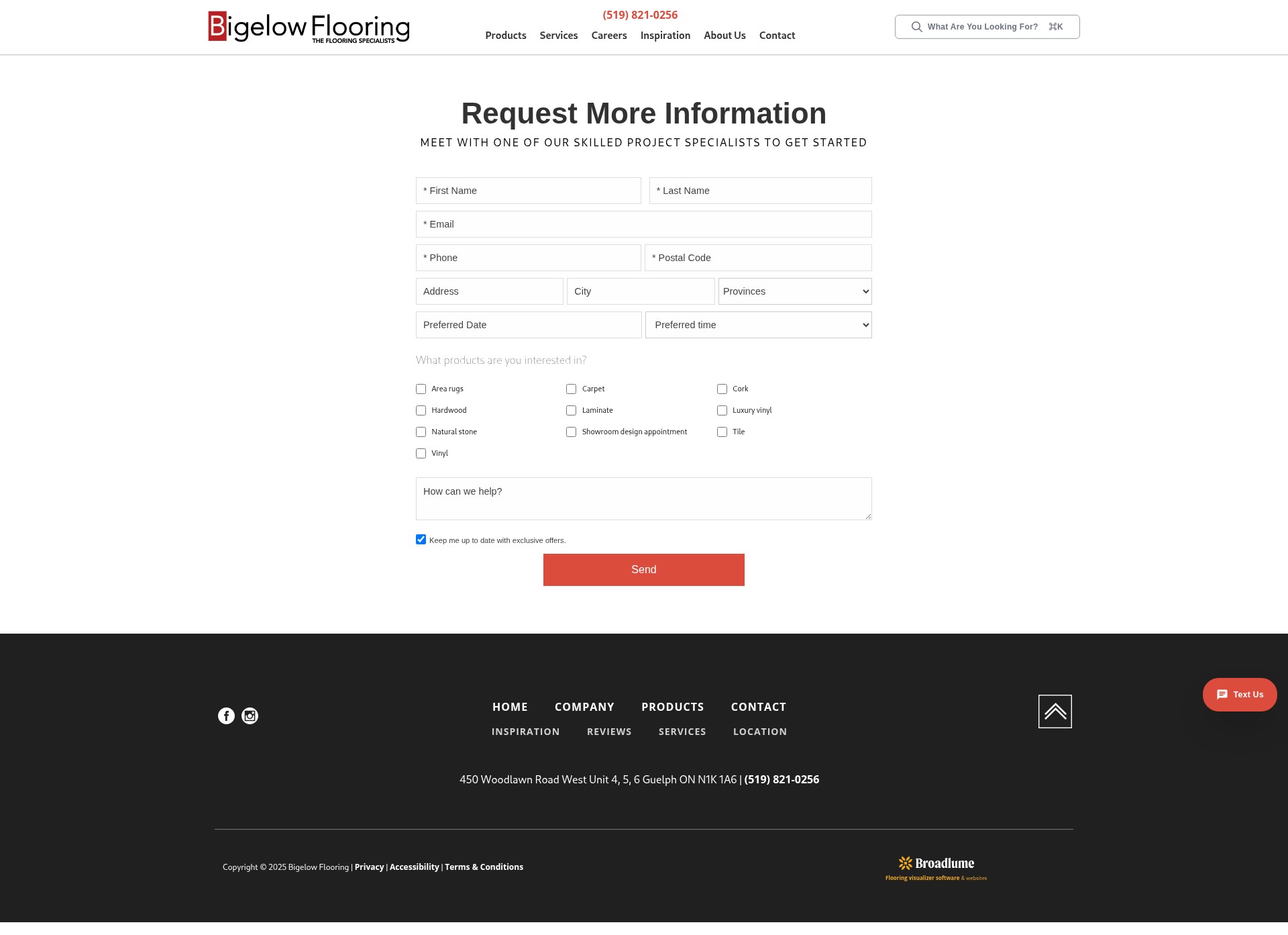Screenshot of bigelowflooring.ca