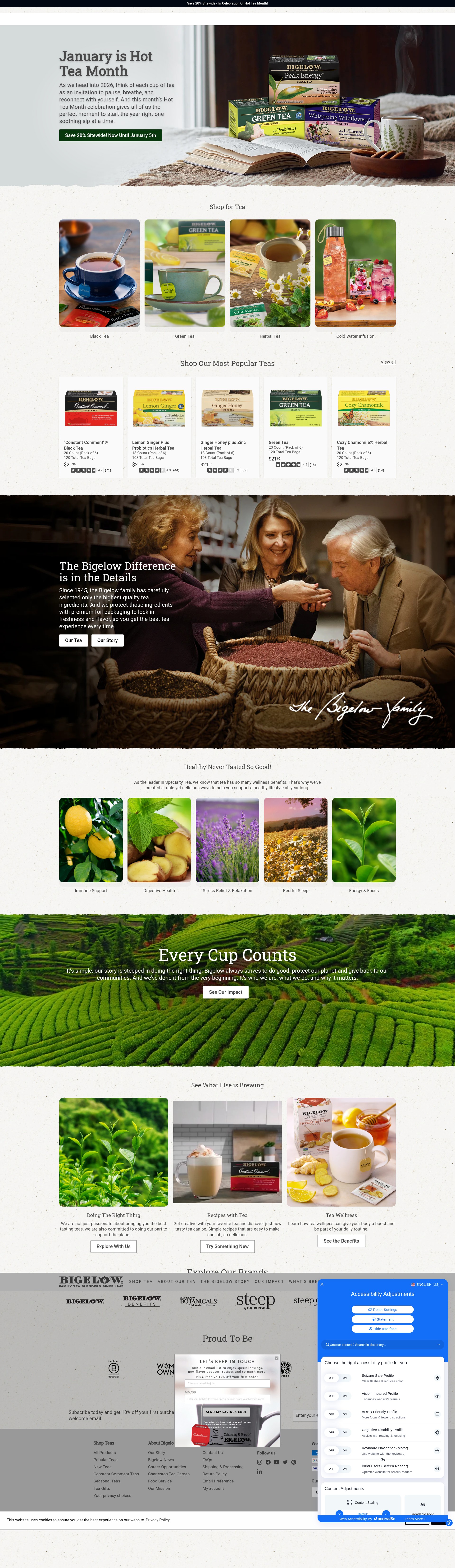 Screenshot of bigelowtea.com