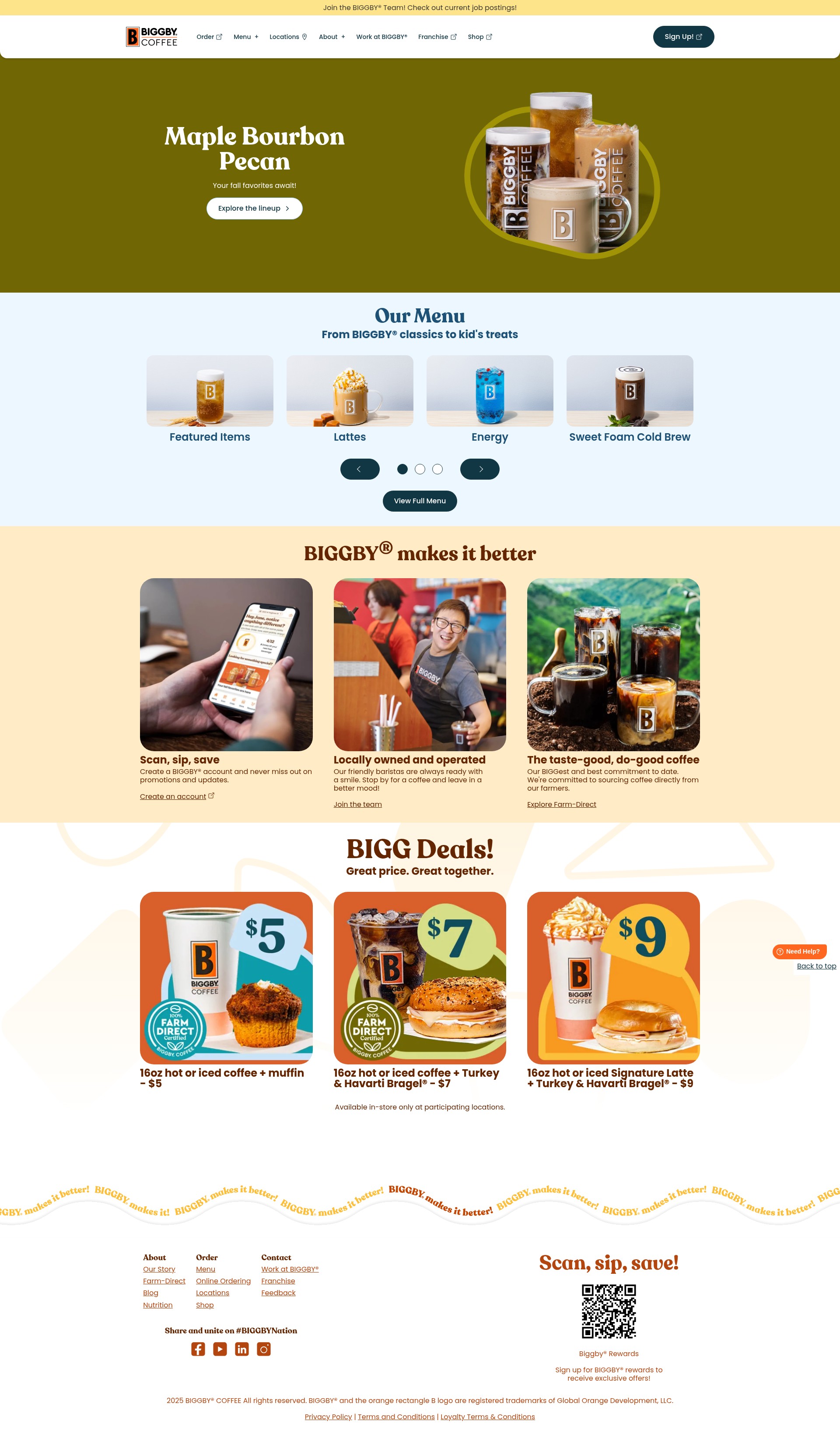 Screenshot of biggby.com