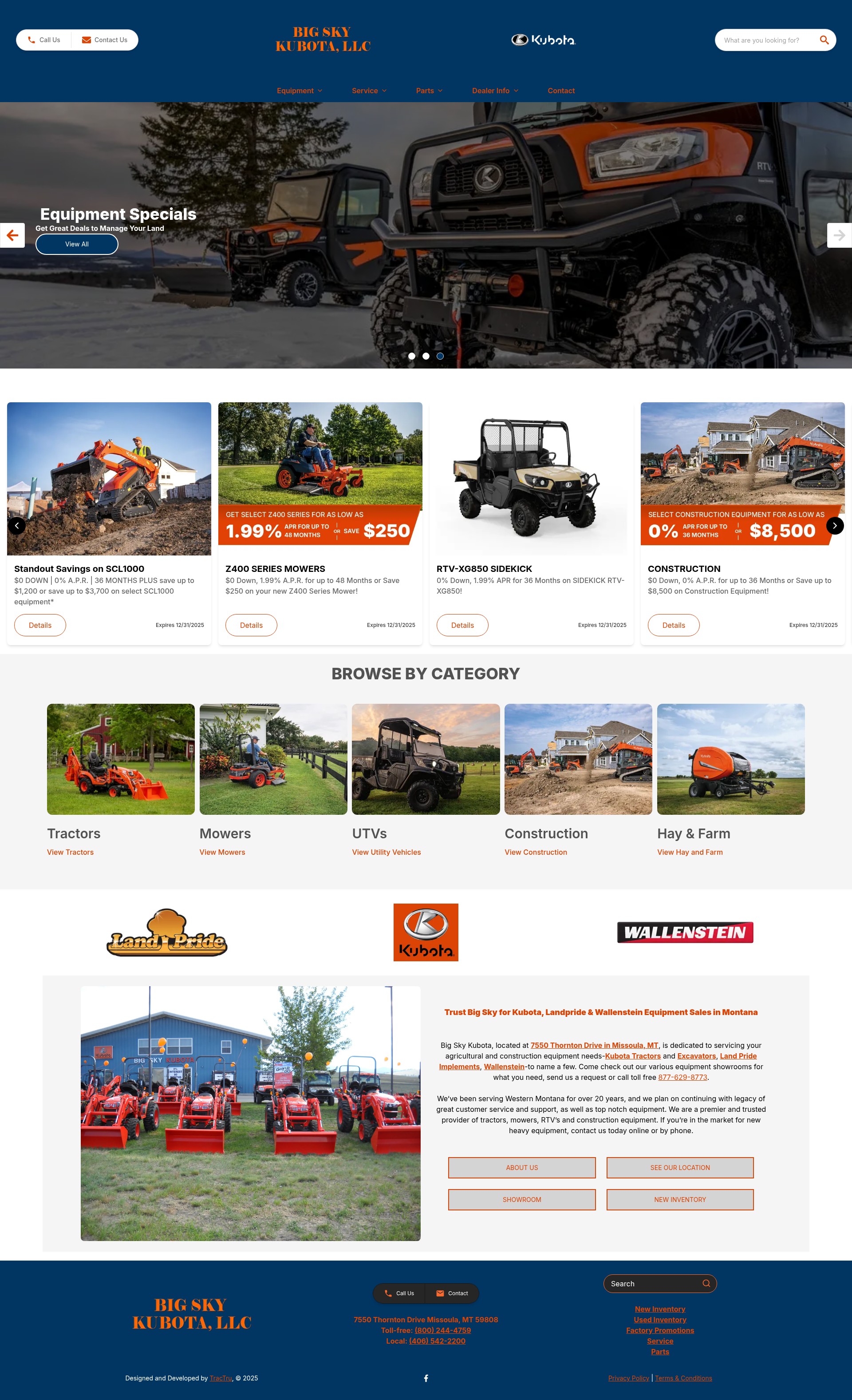 Screenshot of bigskykubota.com