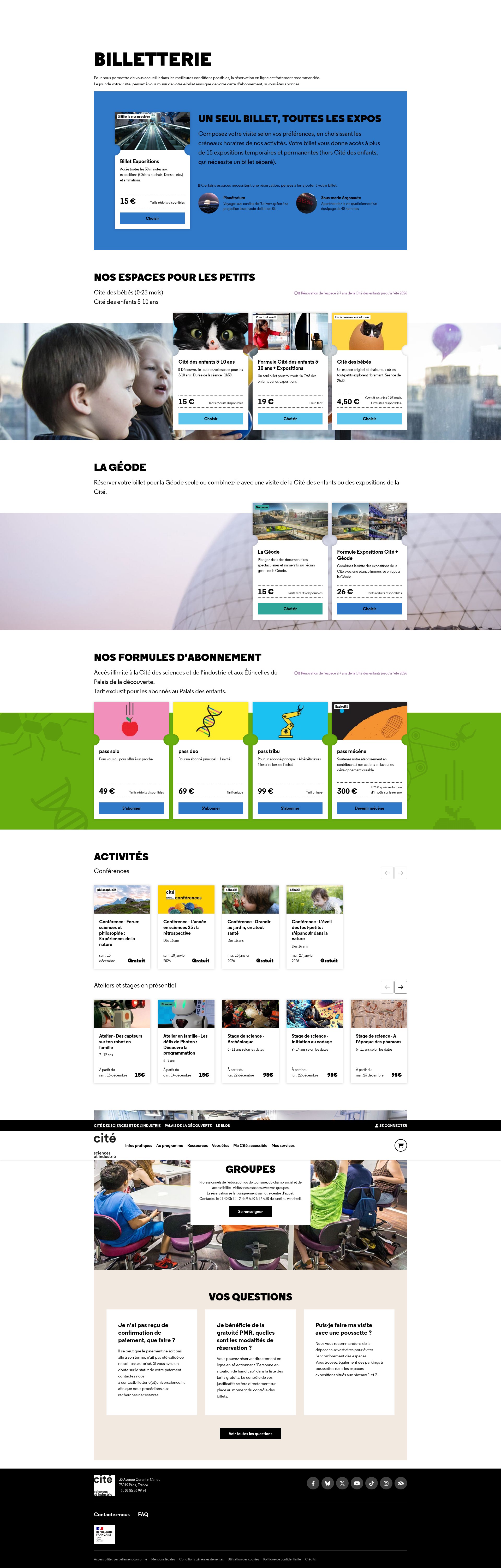 Screenshot of billetterie.cite-sciences.fr