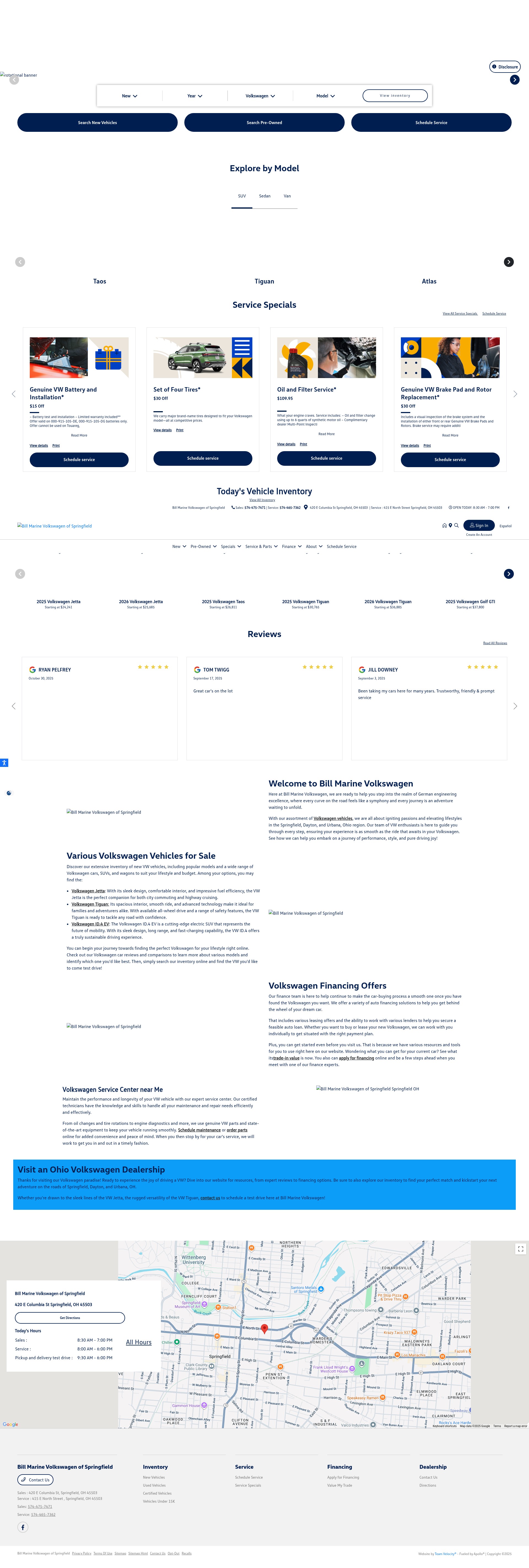 Screenshot of billmarinevolkswagen.com